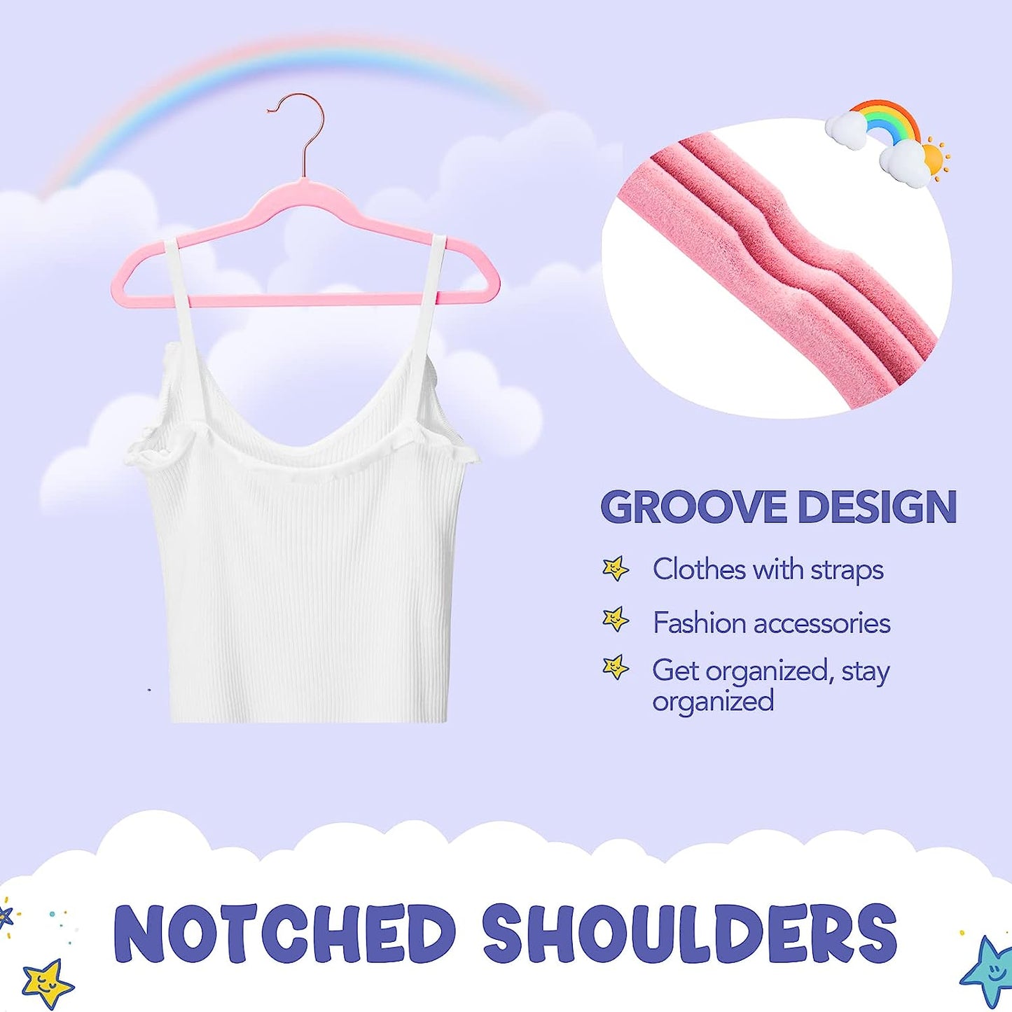 House Day 14 Inch Velvet Kids Hangers Blush Pink 60 Pack