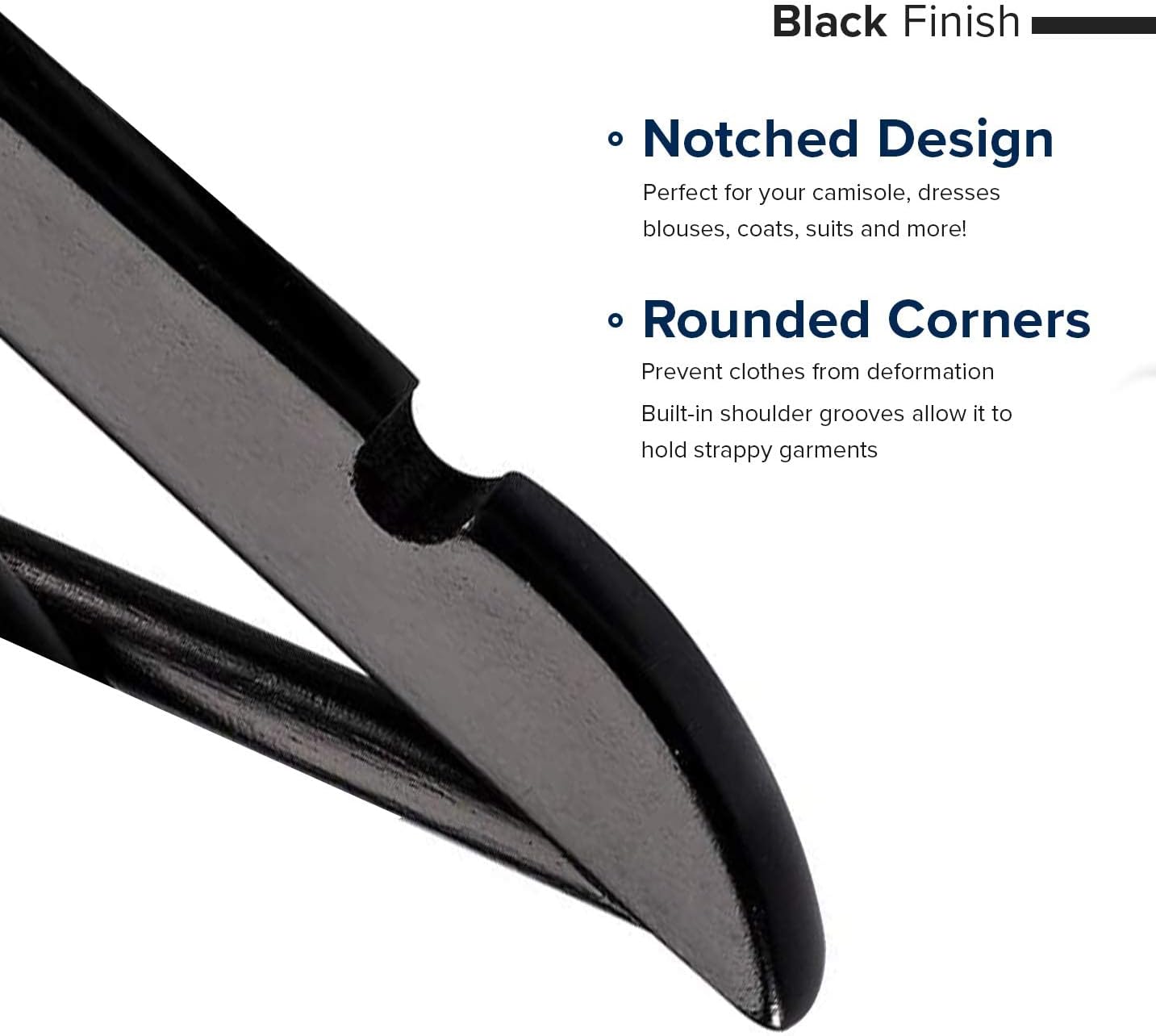 HOUSE DAY 17.7X9 Inch Solid Wood Coat Hangers Black 10 Pack