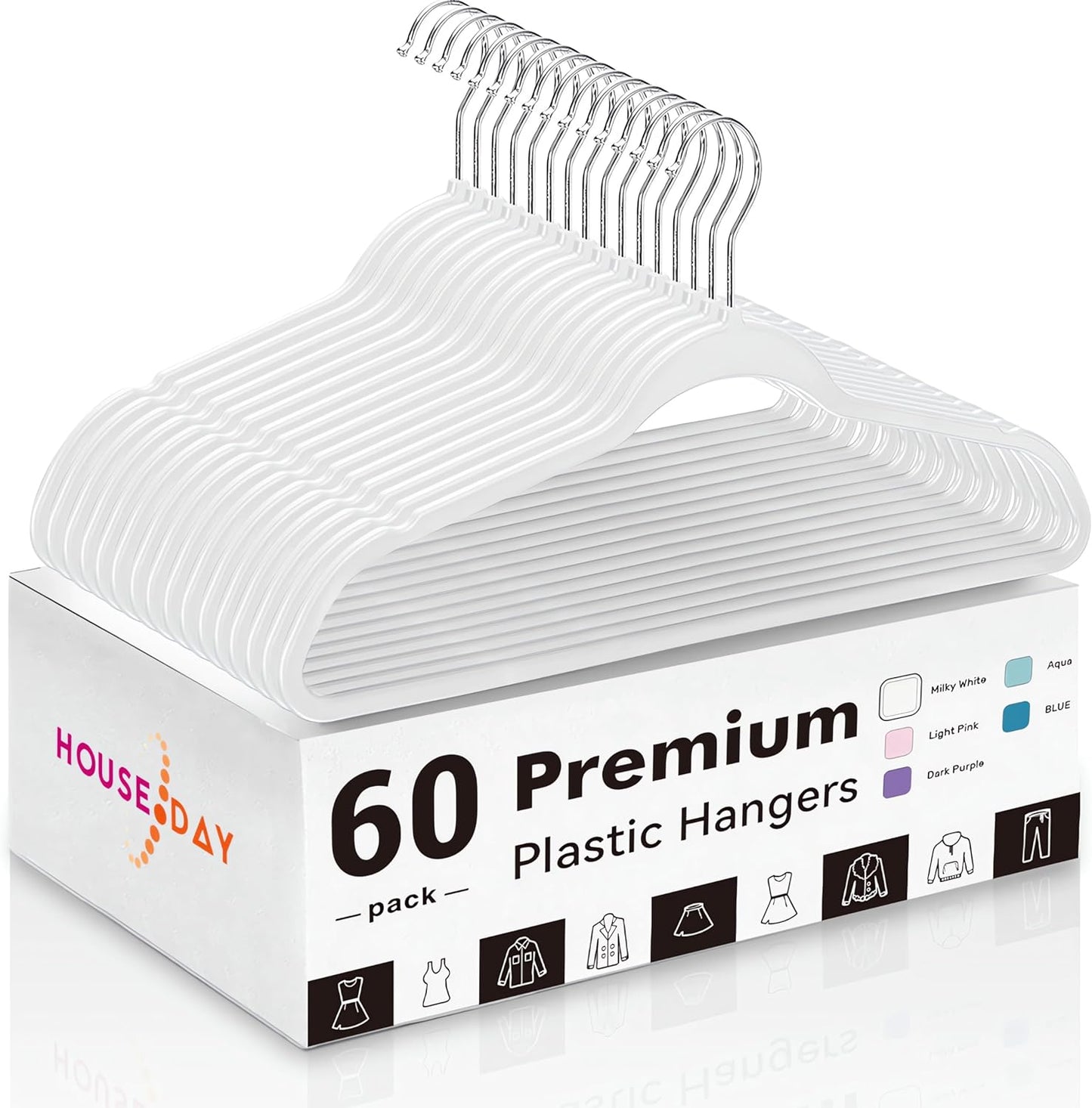 HOUSE DAY 17.5 Inch Plastic Hangers White