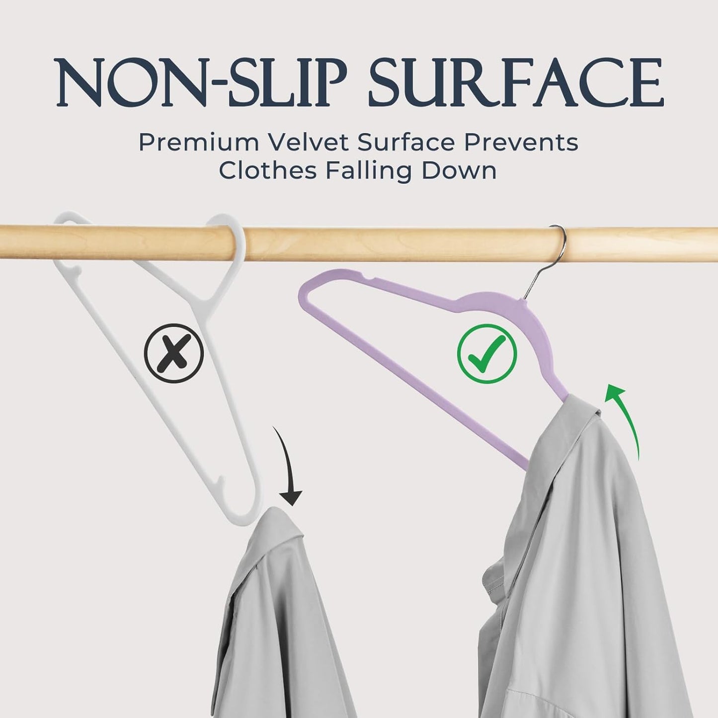 HOUSE DAY Purple Velvet Hangers 60 Pack