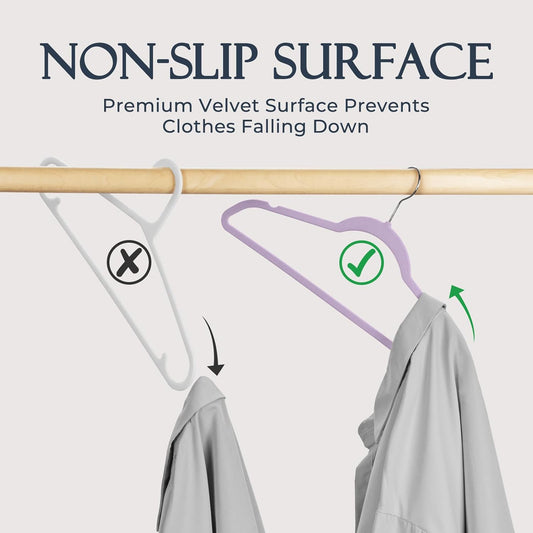 HOUSE DAY Purple Velvet Hangers 60 Pack