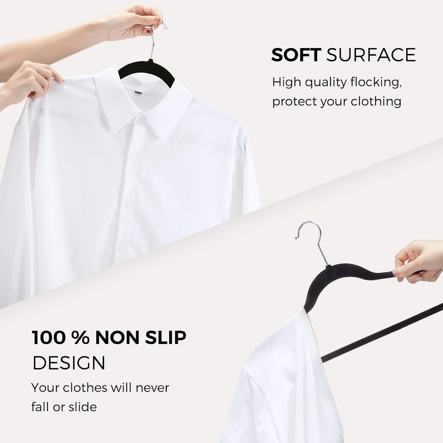 HOUSE DAY Black Velvet Hangers 50 Pack