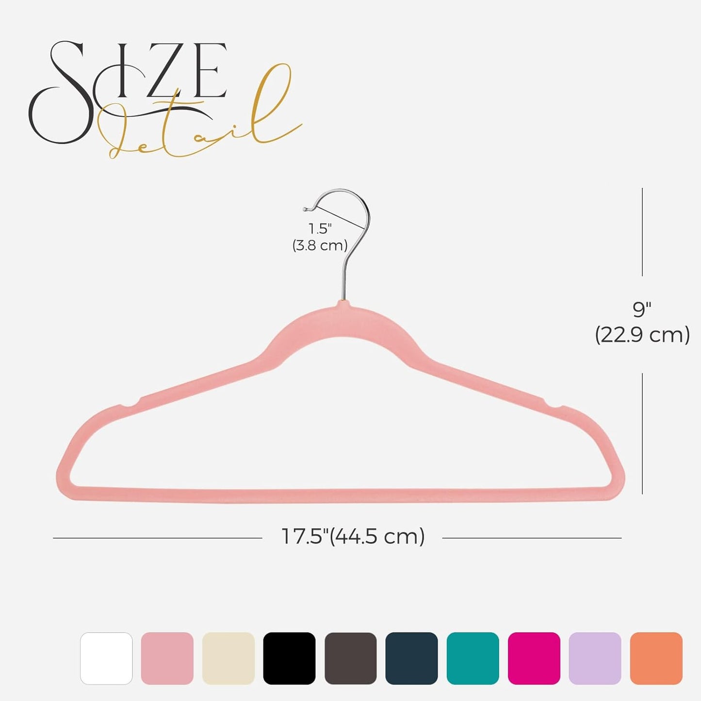 HOUSE DAY 17.5 Inch Silver Hook Velvet Hangers Peach Pink 60 Pack