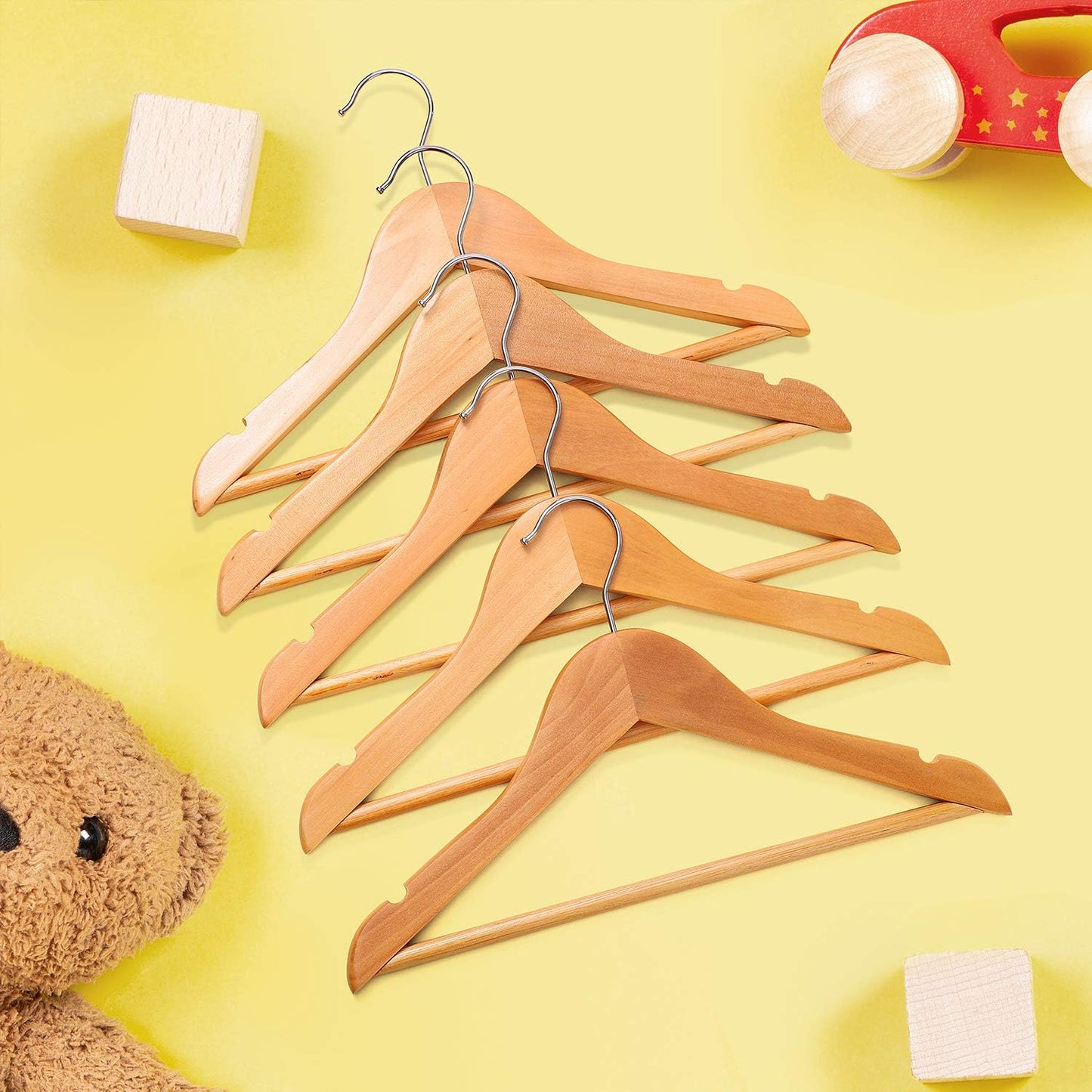HOUSE DAY 12.6X7.9 Inch Wooden Childrens Hangers Kids Hangers Natural 20 Pack