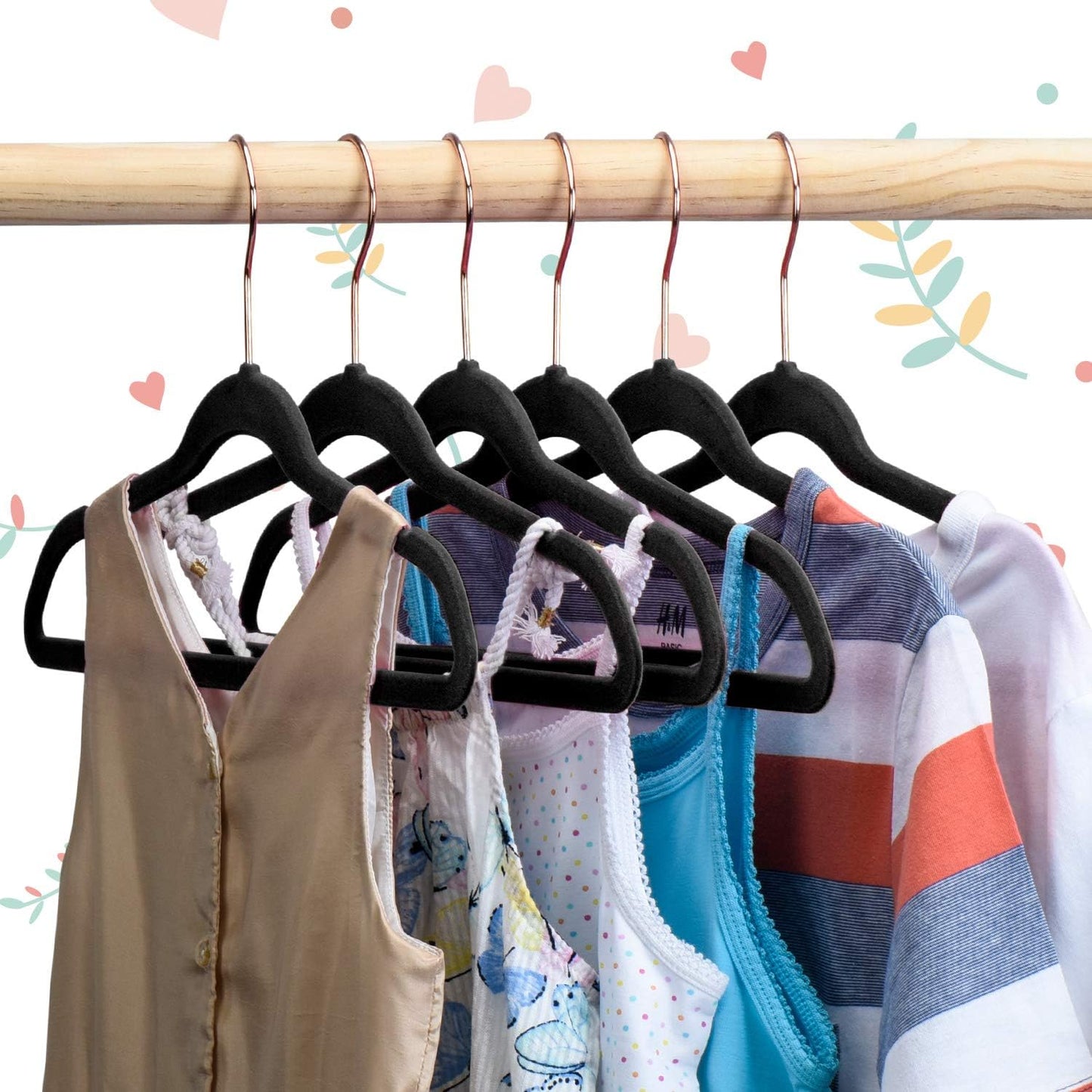 House Day 14 Inch Velvet Kids Hangers Black 60 Pack