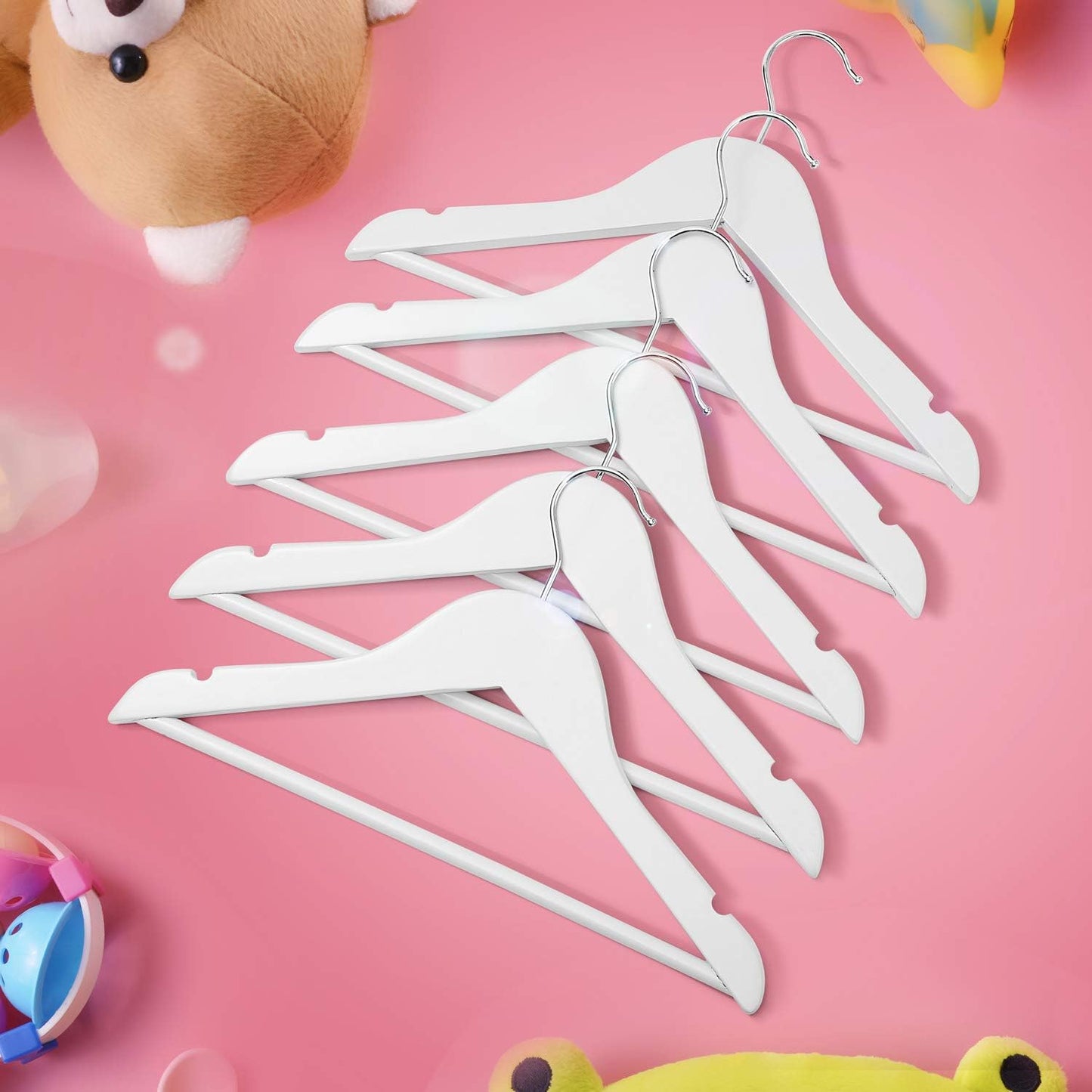 HOUSE DAY 12.6X7.9 Inch Wooden Childrens Hangers Kids Hangers White 20 Pack