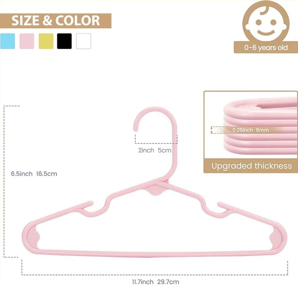 HOUSE DAY 11.7x6.5 Inch Kids Plastic Hangers Baby Hangers Pink 40 Pack