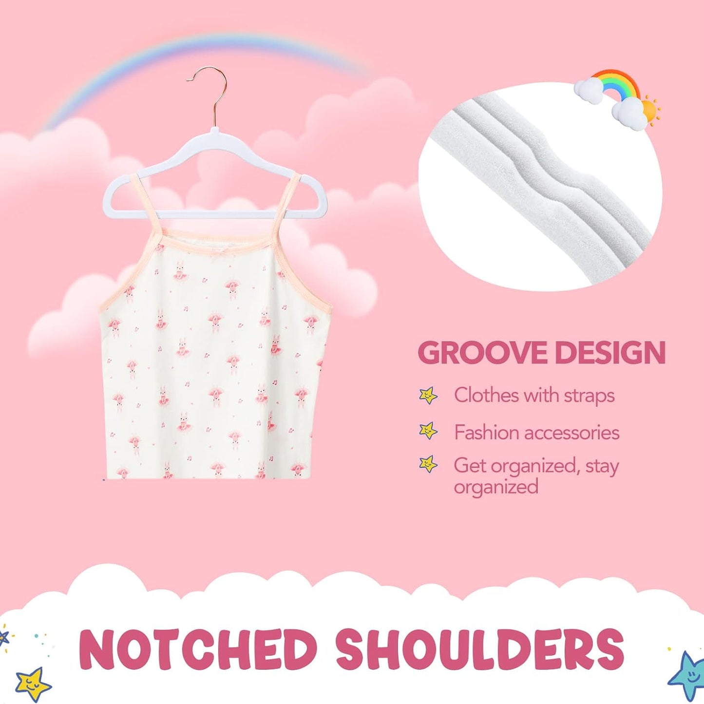 HOUSE DAY 11.8 inch Velvet Baby Hangers White 60 Pack