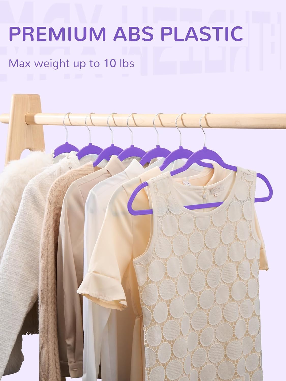 HOUSE DAY 17.5 Inch Plastic Hangers Purple 20 Pack
