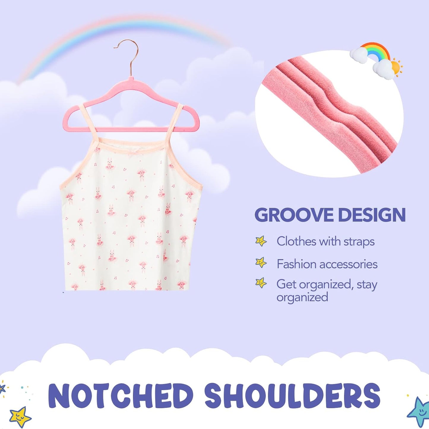 HOUSE DAY 11.8 inch Velvet Baby Hangers Pink 60 Pack