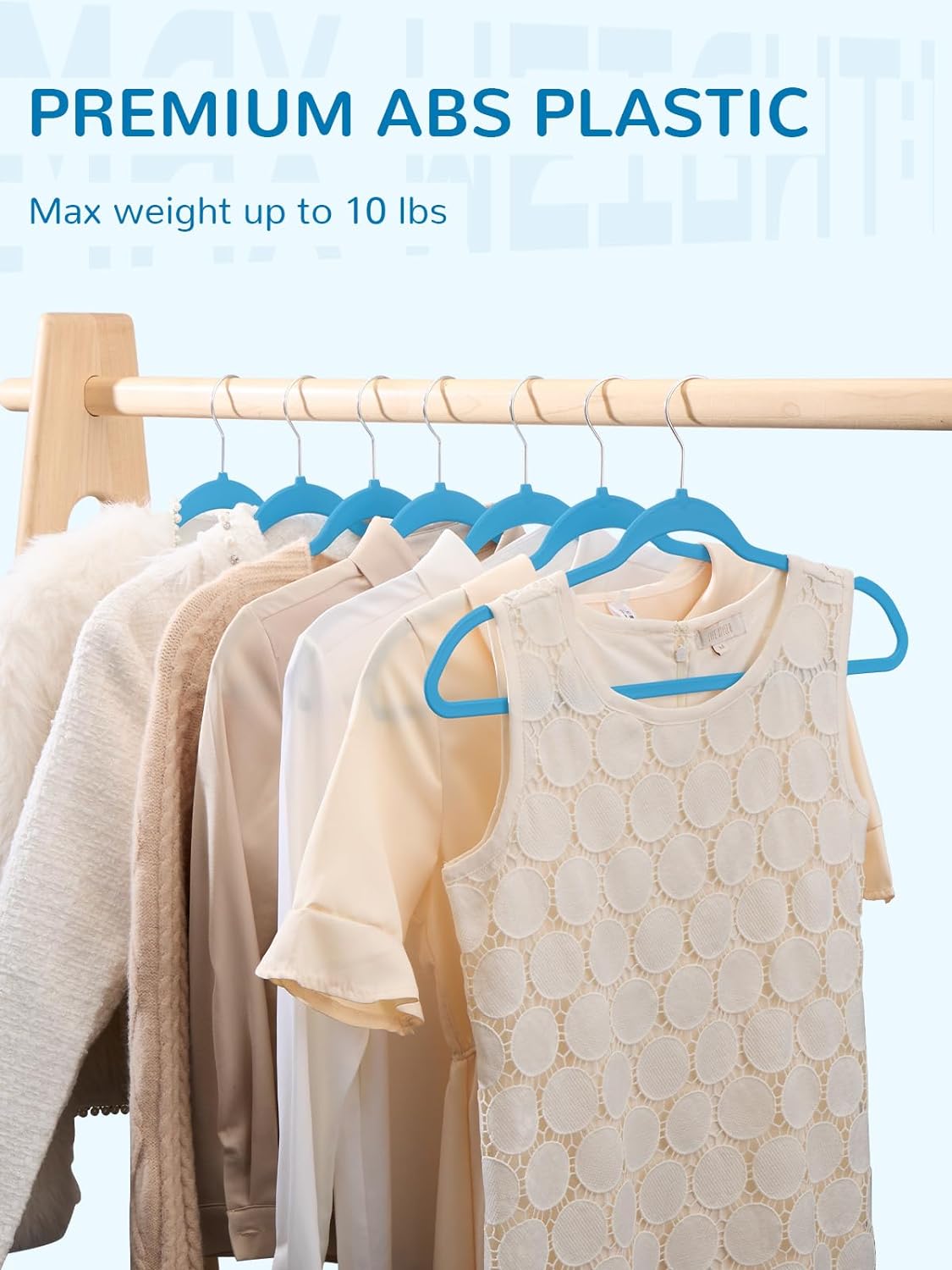 HOUSE DAY 17.5 Inch Plastic Hangers Blue 20 Pack
