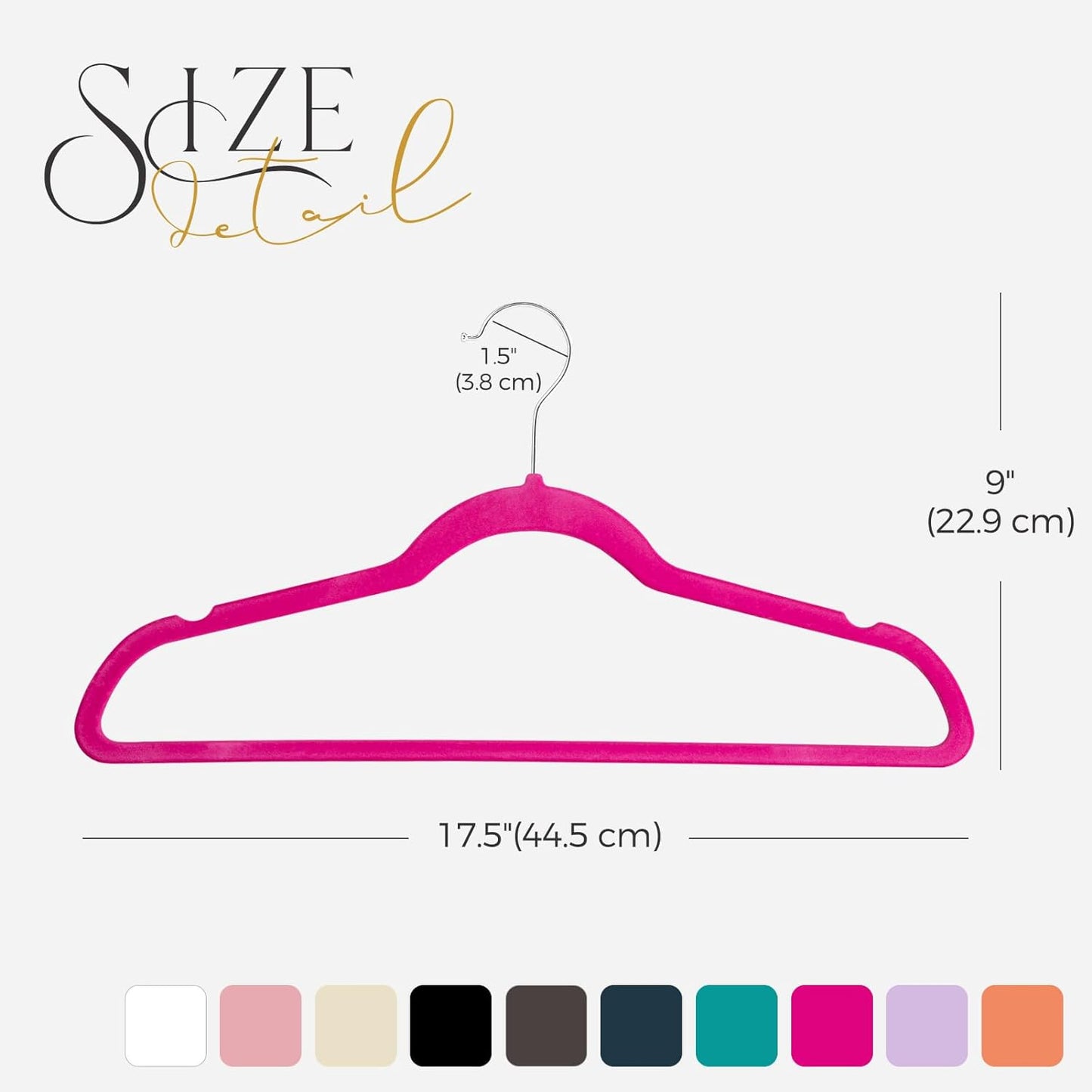 HOUSE DAY 17.5 Inch Silver Hook Velvet Hangers Hot Pink 60 Pack