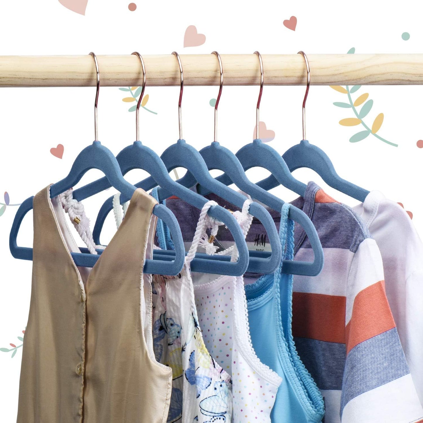 House Day 14 Inch Velvet Kids Hangers Light Blue 60 Pack