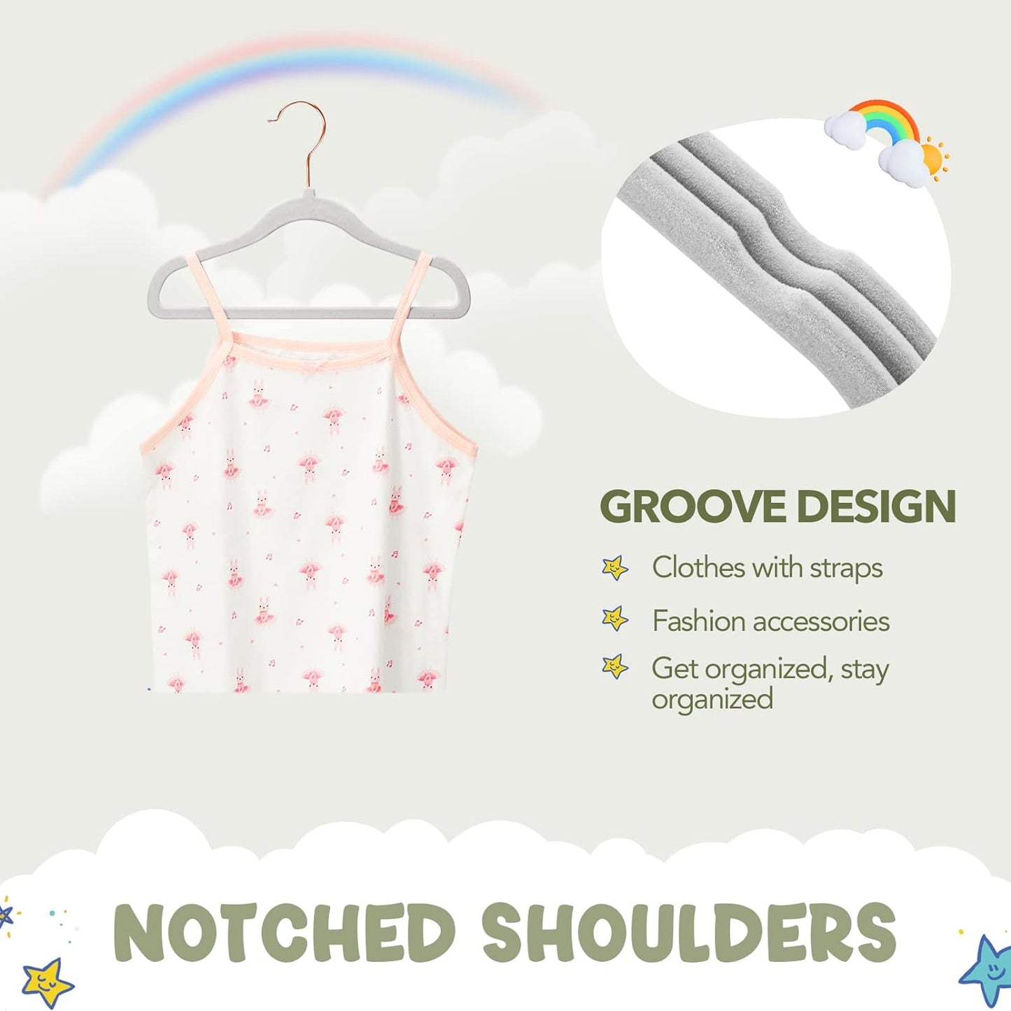 HOUSE DAY 11.8 inch Velvet Baby Hangers Gray 60 Pack