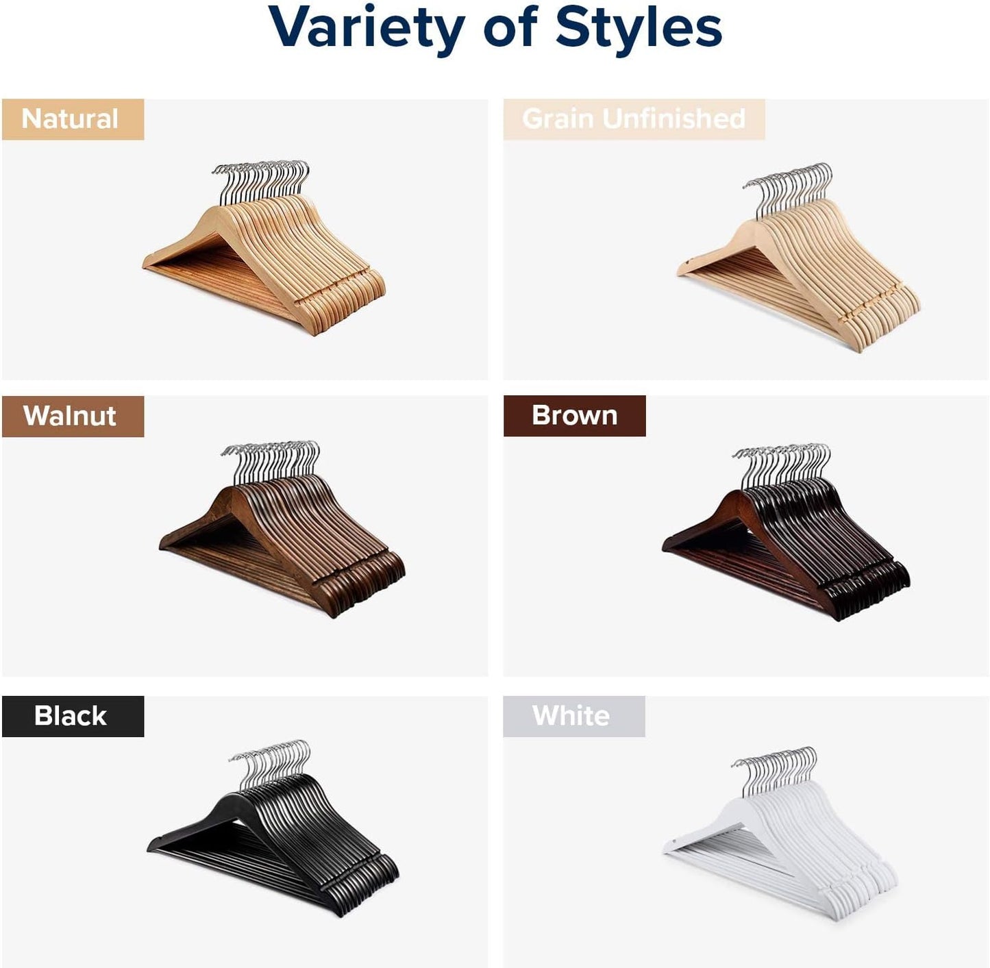 HOUSE DAY 17.7X9 Inch Solid Wood Coat Hangers Brown 10 Pack