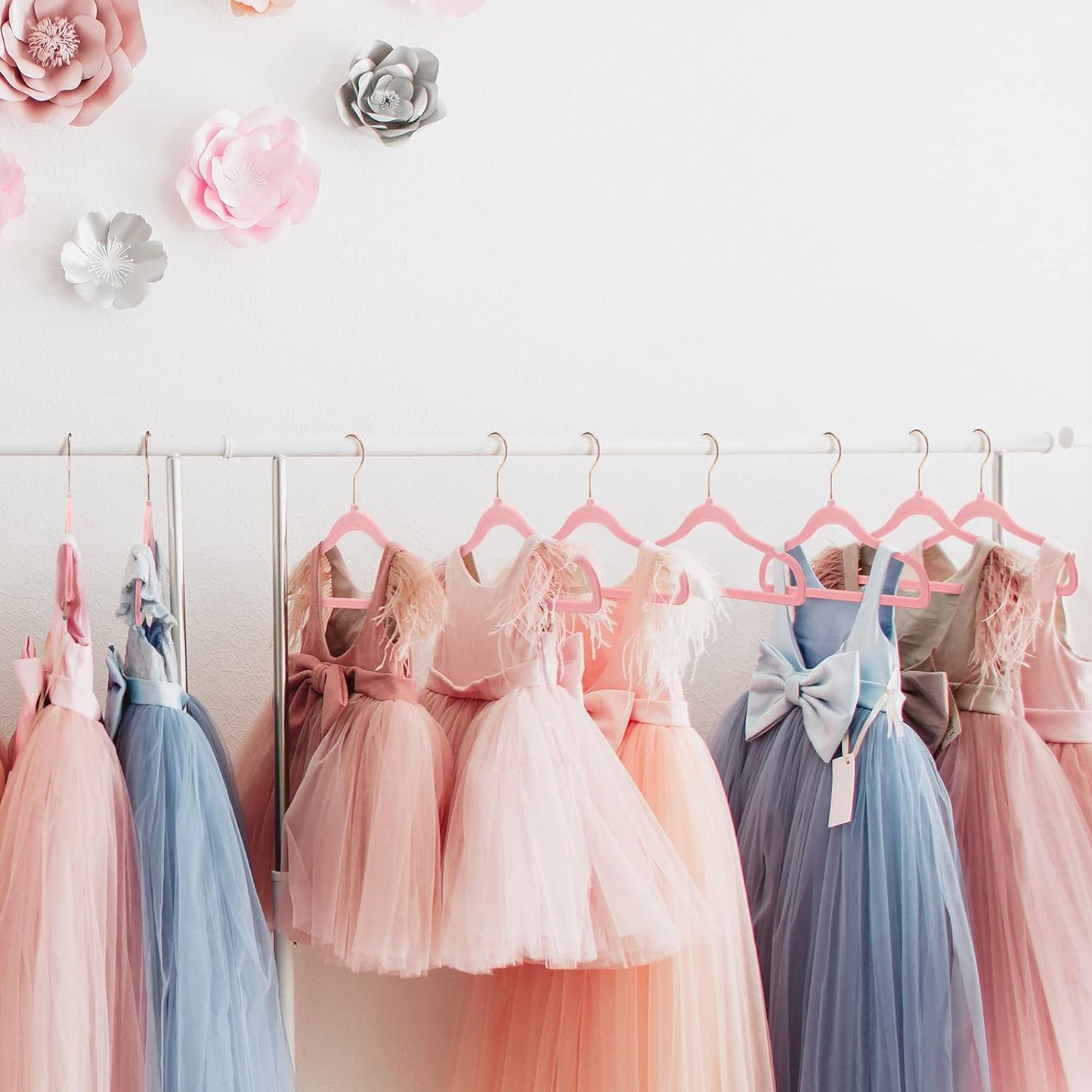 House Day 14 Inch Velvet Kids Hangers Blush Pink 60 Pack