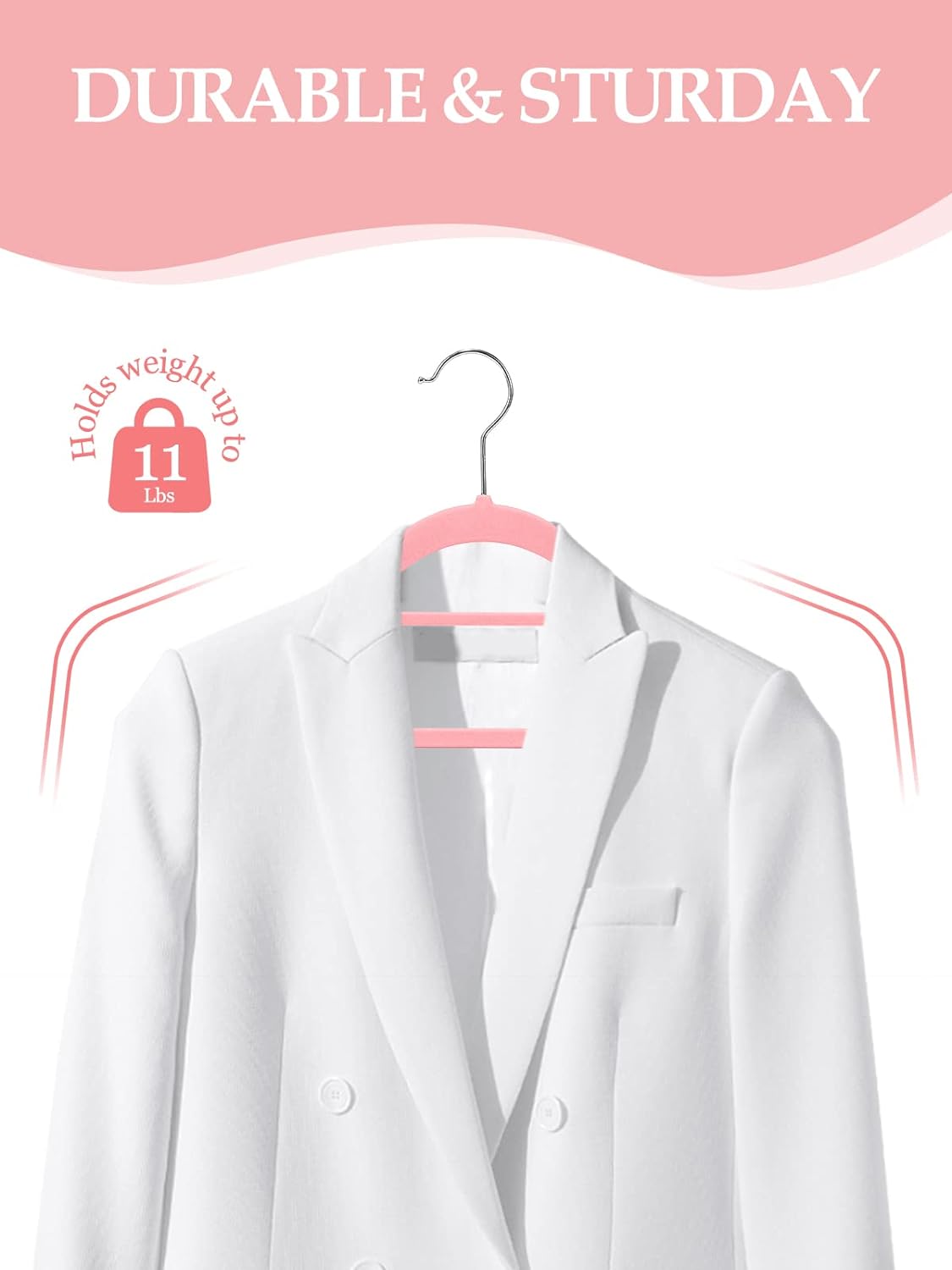 HOUSE DAY 17.5 Inch Velvet Hangers with Tie Bar Pink 20 Pack