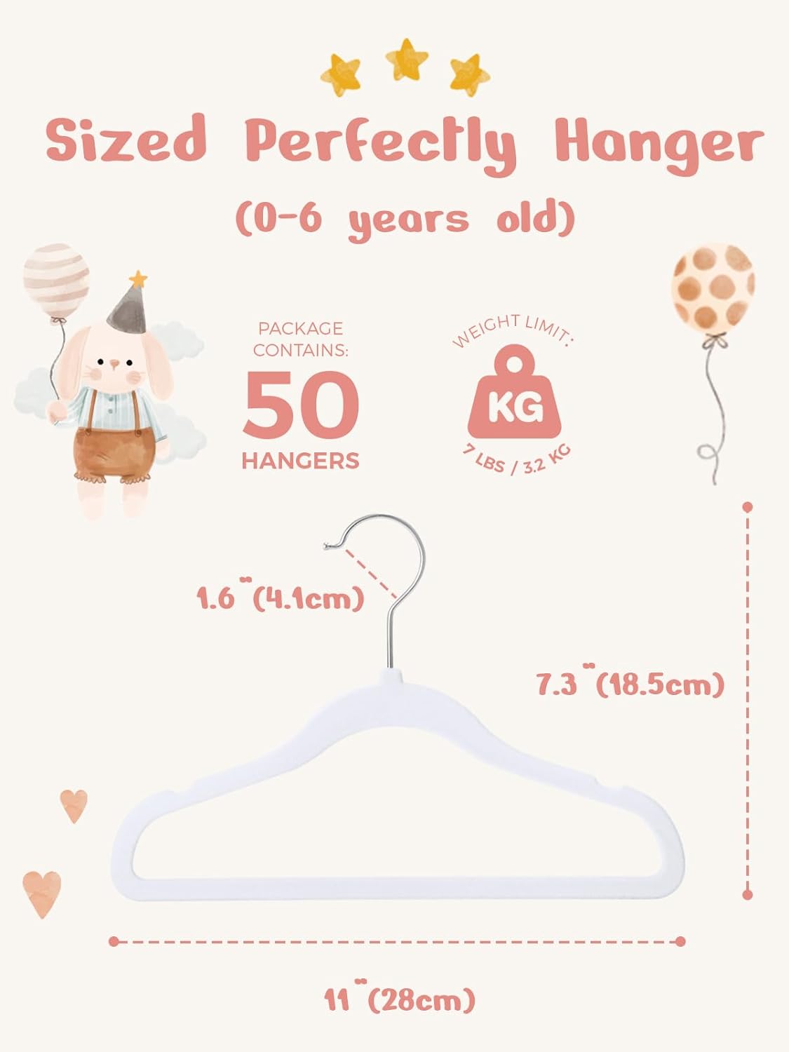 HOUSE DAY 11 Inch Velvet Baby Hangers 50 Pack