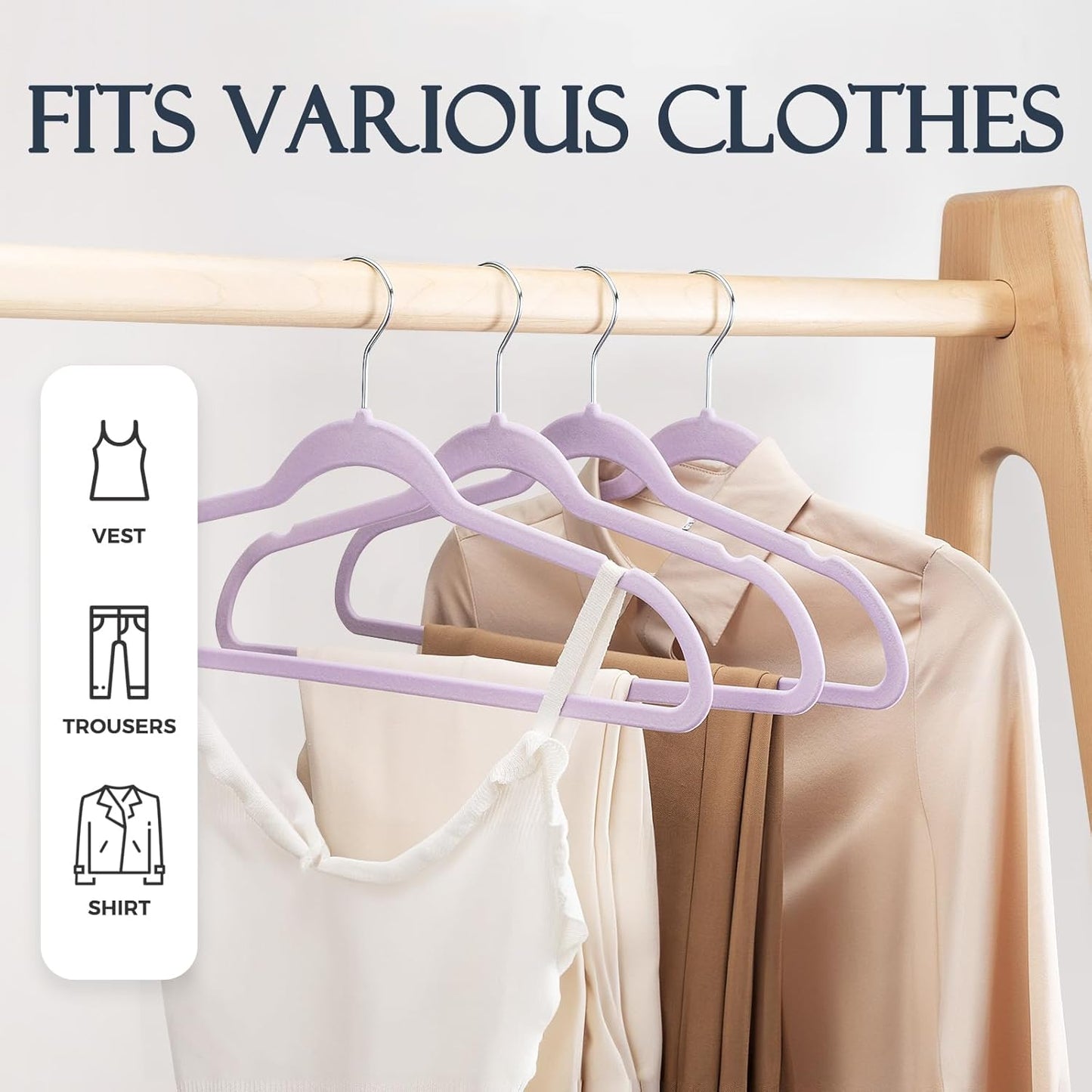 HOUSE DAY Purple Velvet Hangers 60 Pack