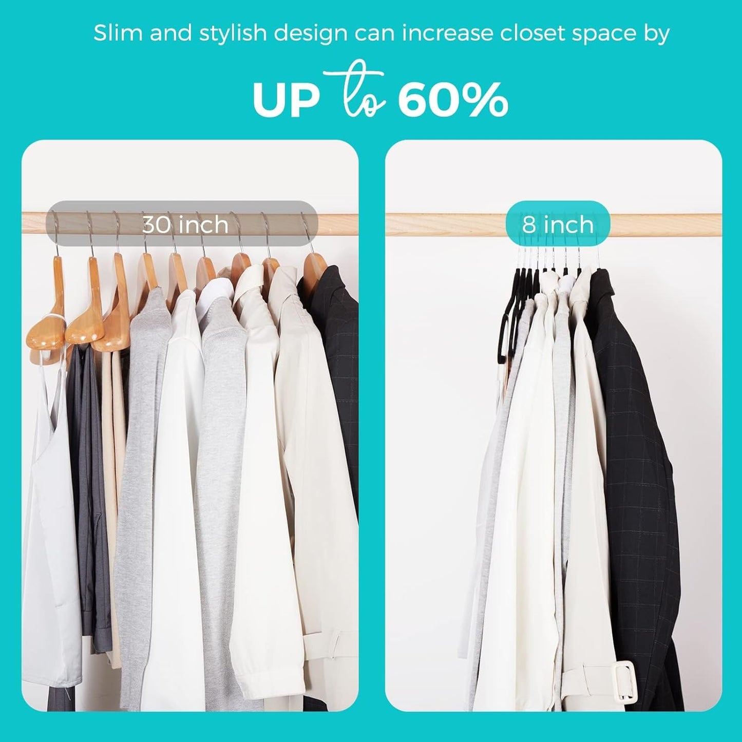 HOUSE DAY Black Velvet Hangers 50 Pack