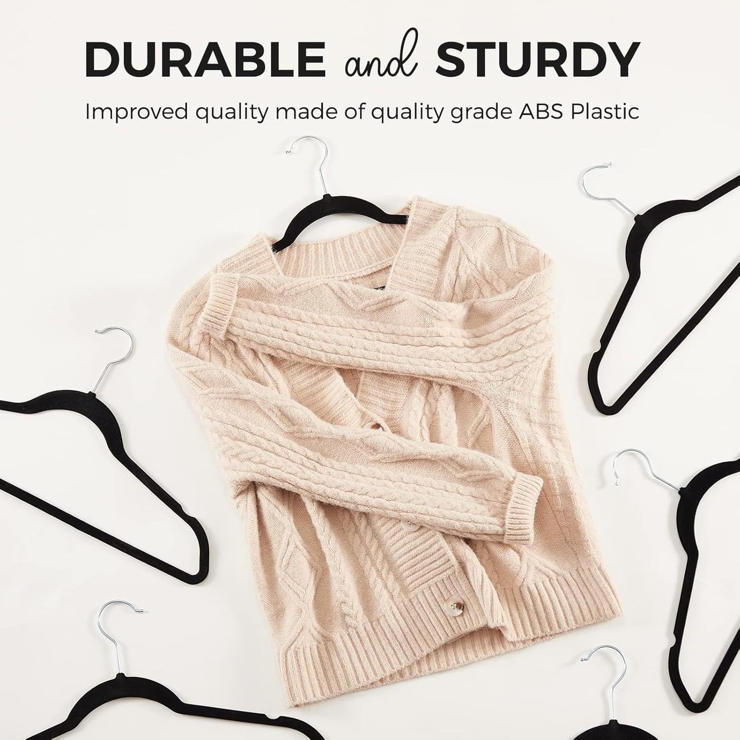 HOUSE DAY Black Velvet Hangers 50 Pack