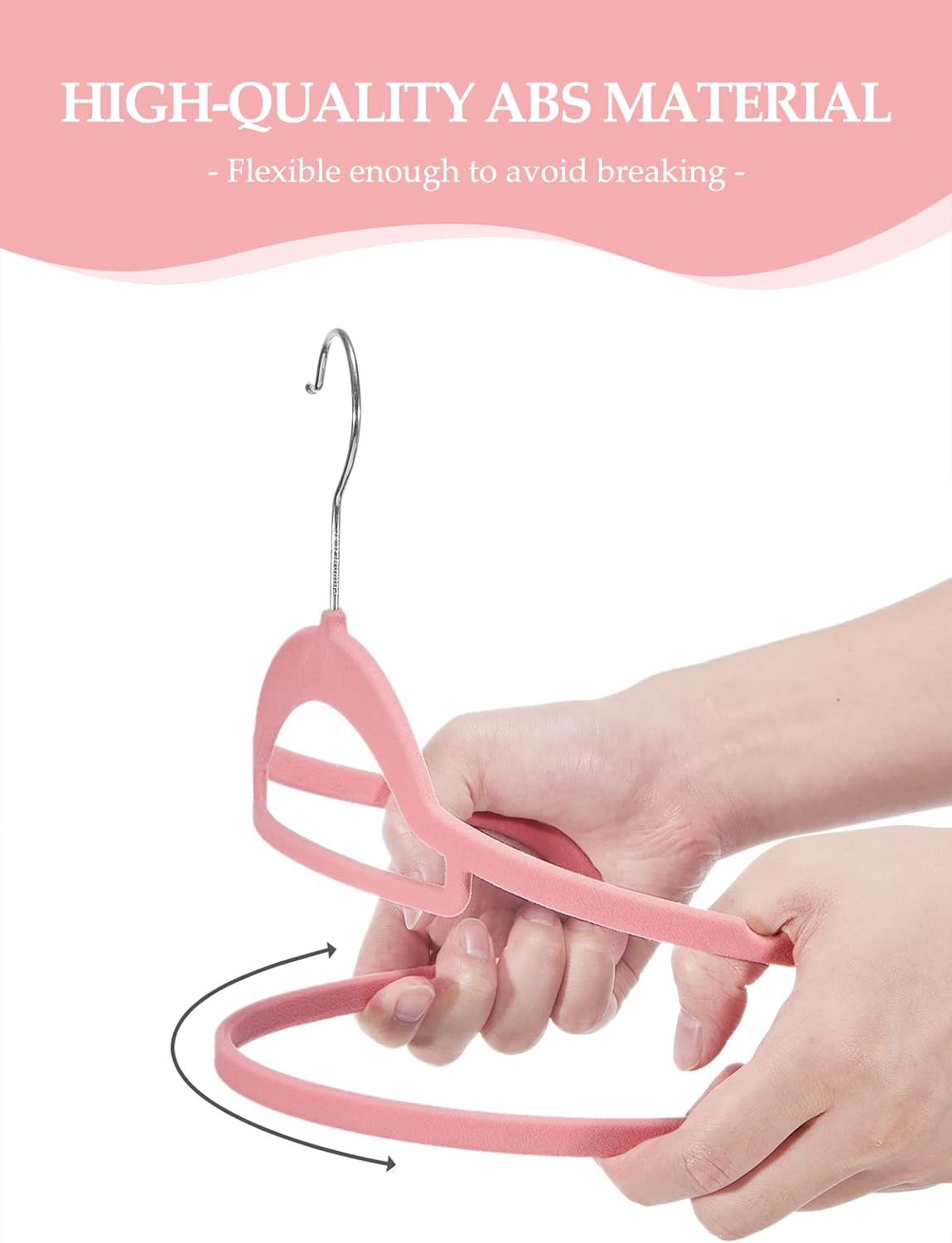 HOUSE DAY 17.5 Inch Velvet Hangers with Tie Bar Pink 20 Pack