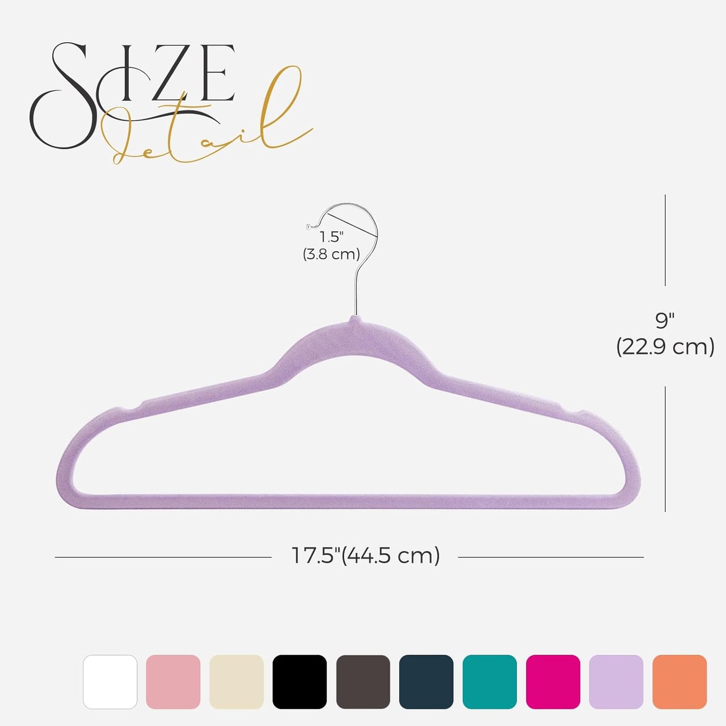 HOUSE DAY 17.5 Inch Silver Hook Velvet Hangers Purple Orchid 60 Pack