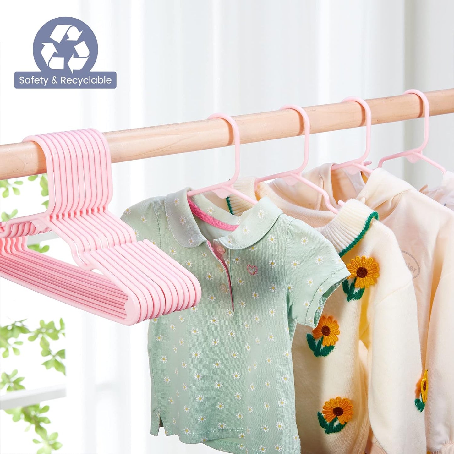 HOUSE DAY 11.7x6.5 Inch Kids Plastic Hangers Baby Hangers Pink 40 Pack