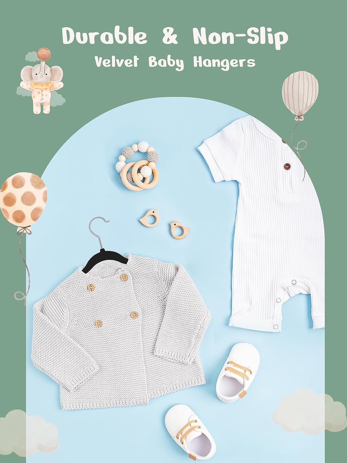 HOUSE DAY 11 Inch Velvet Baby Hangers Black 50 Pack