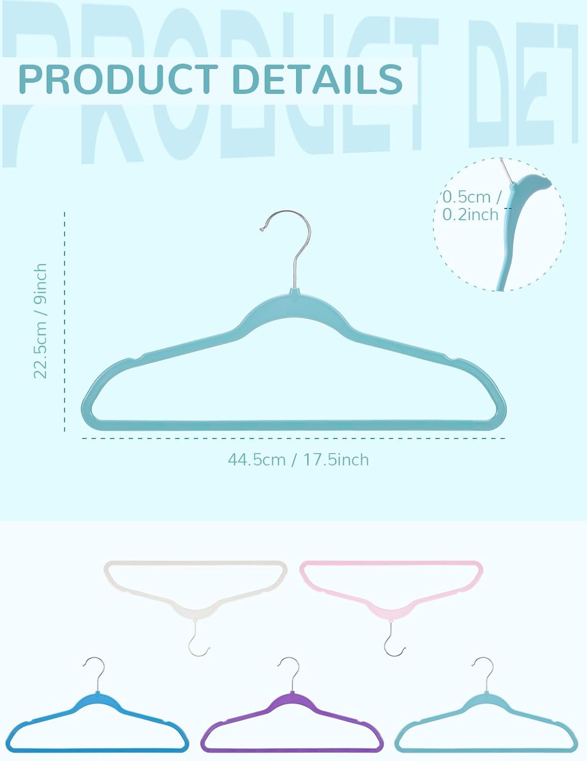 HOUSE DAY 17.5 Inch Plastic Hangers Aqua 20 Pack