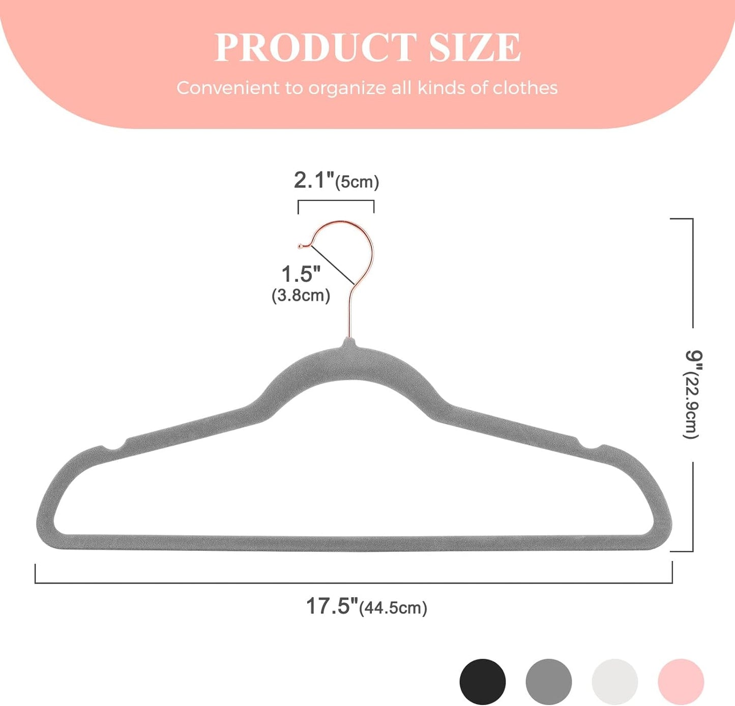HOUSE DAY 17.5 Inch Gold Hook Velvet Hangers Gray 60 Pack