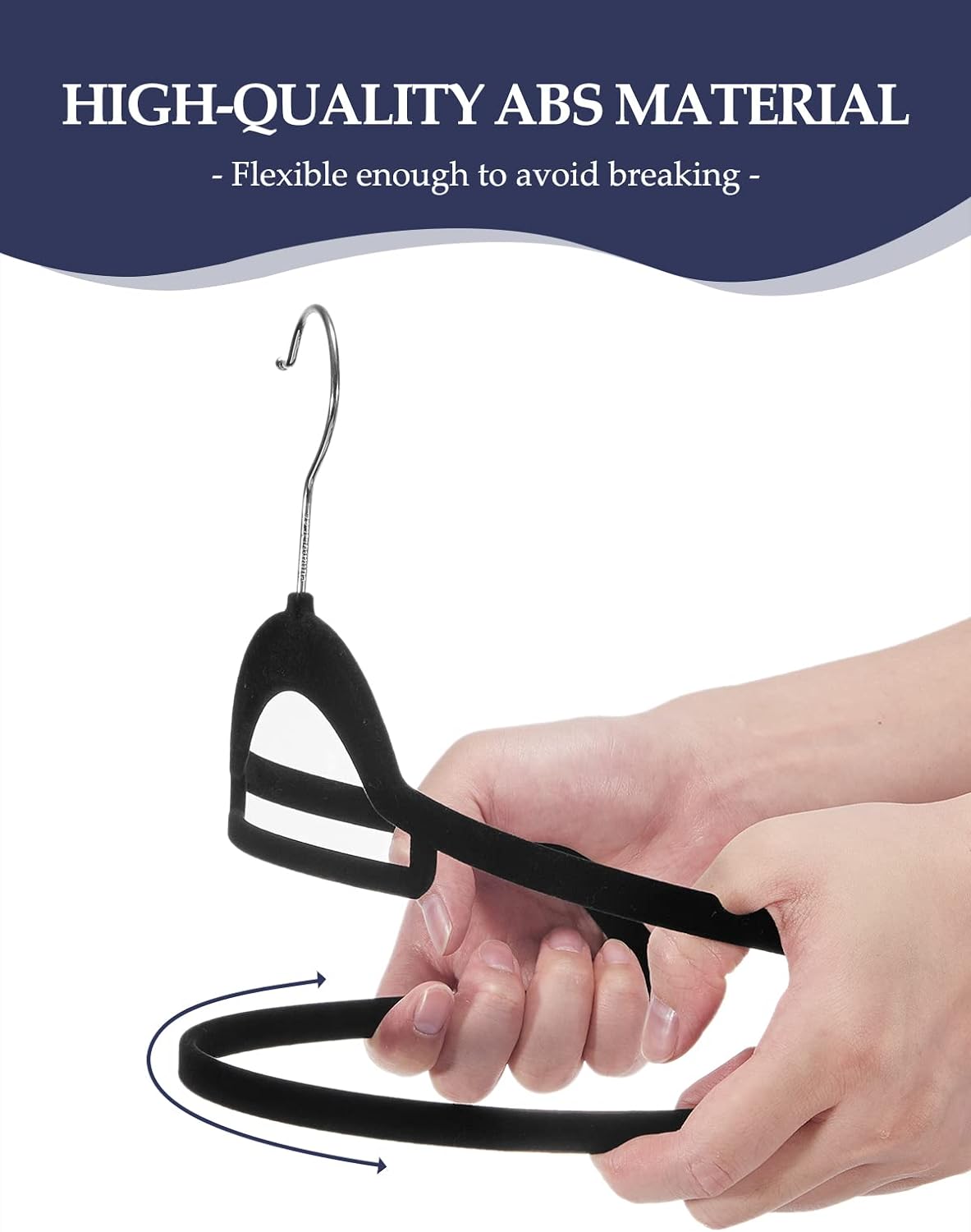 HOUSE DAY 17.5 Inch Velvet Hangers with Tie Bar Black 20 Pack