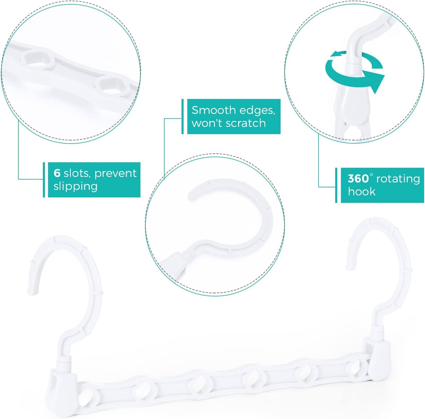 HOUSE DAY 9.5 Inch Space Saving Hangers for Clothes White 20 Pack