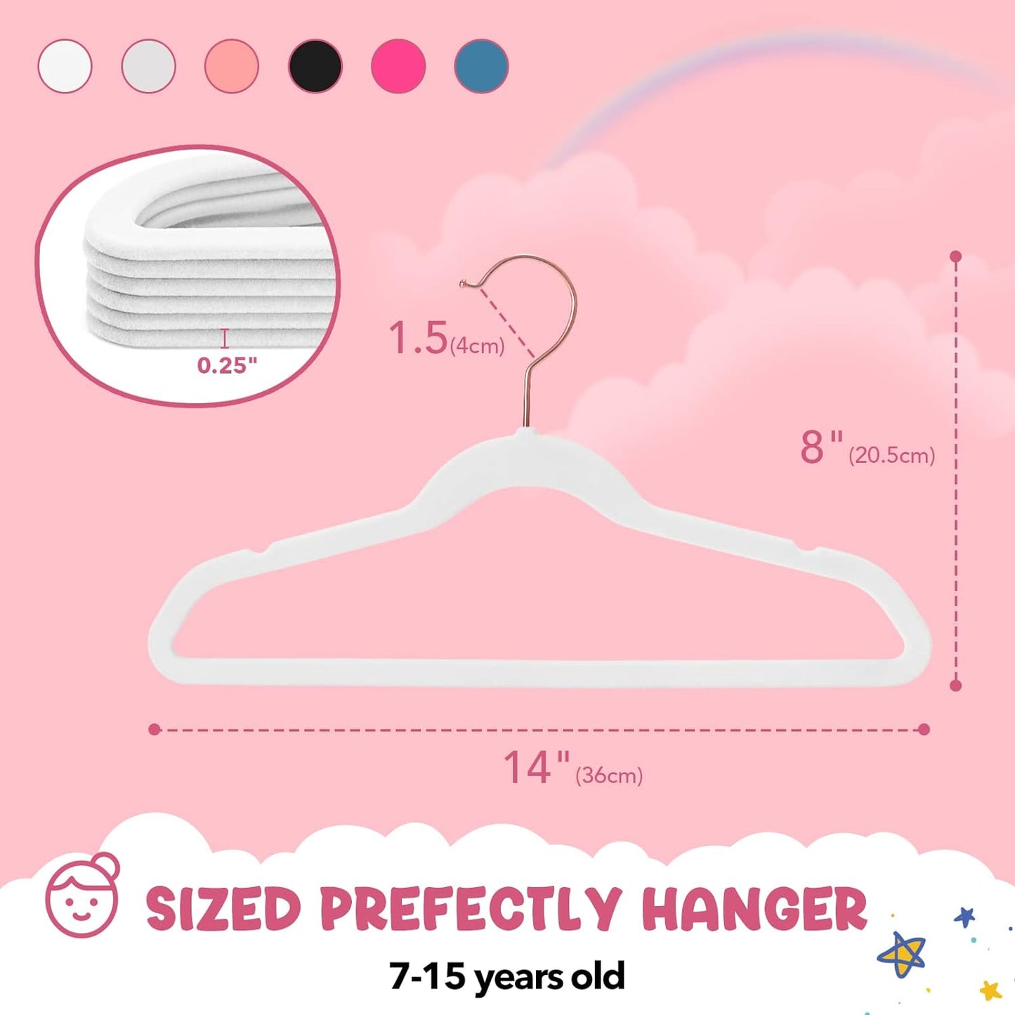 House Day 14 Inch Velvet Kids Hangers 60 Pack