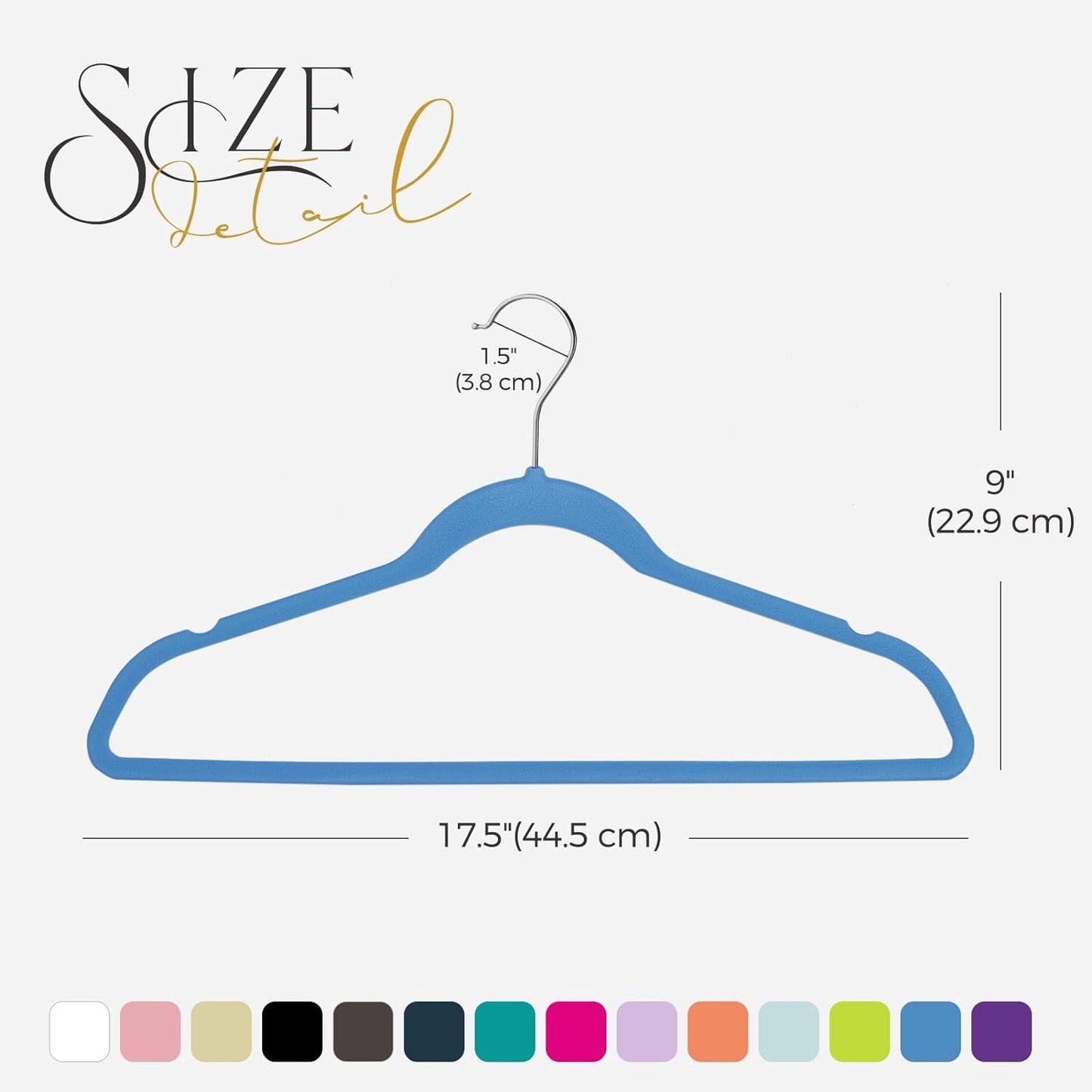 HOUSE DAY 17.5 Inch Silver Hook Velvet Hangers Blue 60 Pack