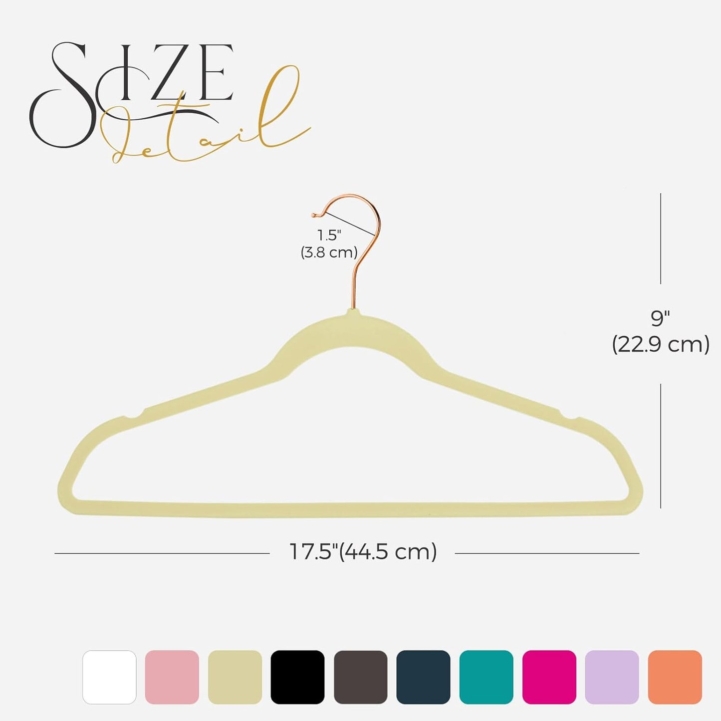 HOUSE DAY 17.5 Inch Gold Hook Velvet Hangers Beige 60 Pack
