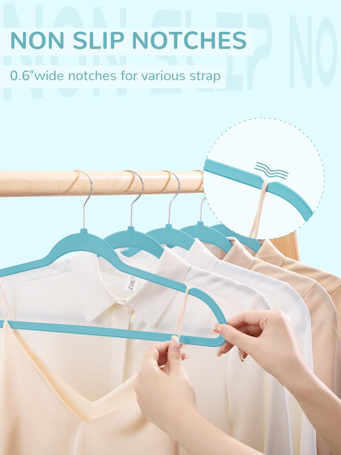 HOUSE DAY 17.5 Inch Plastic Hangers Aqua 20 Pack