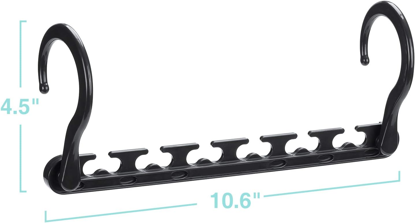 HOUSE DAY 10.6 Inch Sturdy Plastic Space Saving Hangers Black 20 Pack