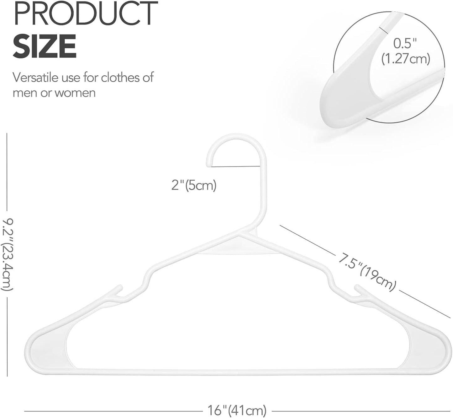 HOUSE DAY 16.5x9.3 Inch Plastic Hangers White 50 Pack