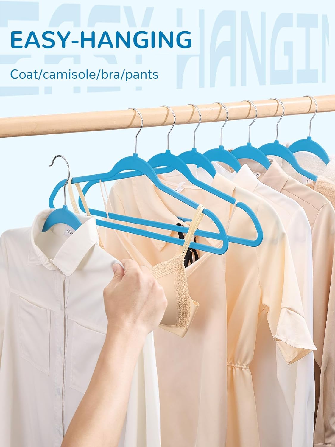 HOUSE DAY 17.5 Inch Plastic Hangers Blue 20 Pack