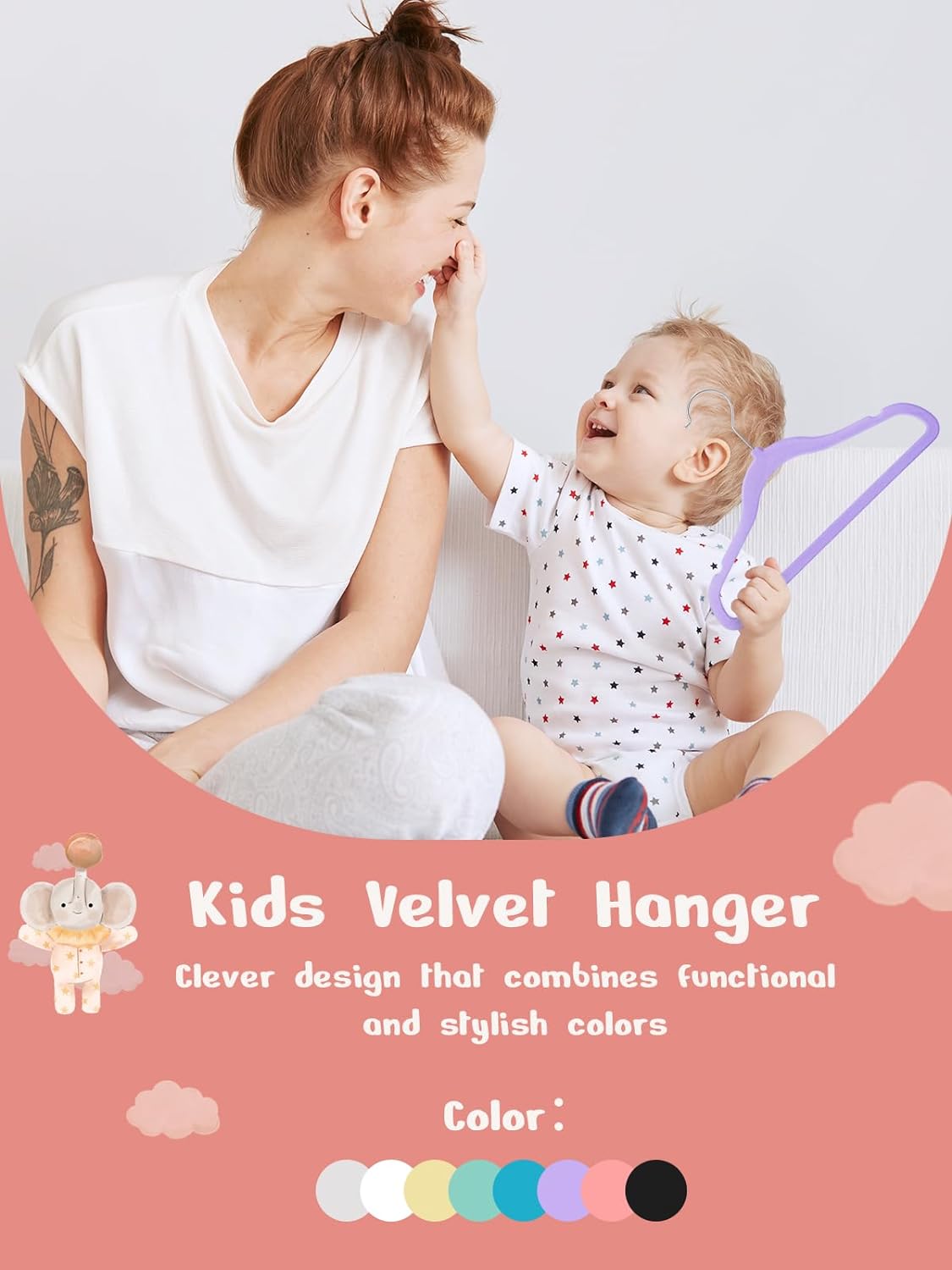 HOUSE DAY 11 Inch Velvet Baby Hangers Purple 50 Pack