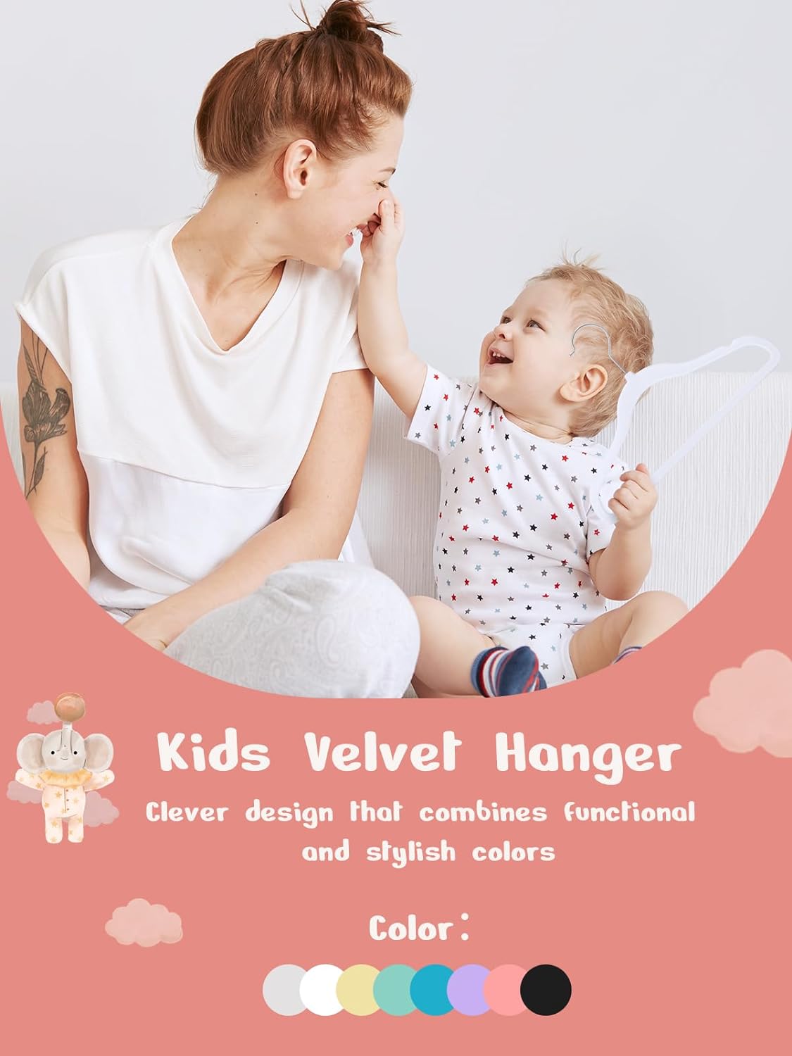 HOUSE DAY 11 Inch Velvet Baby Hangers 50 Pack