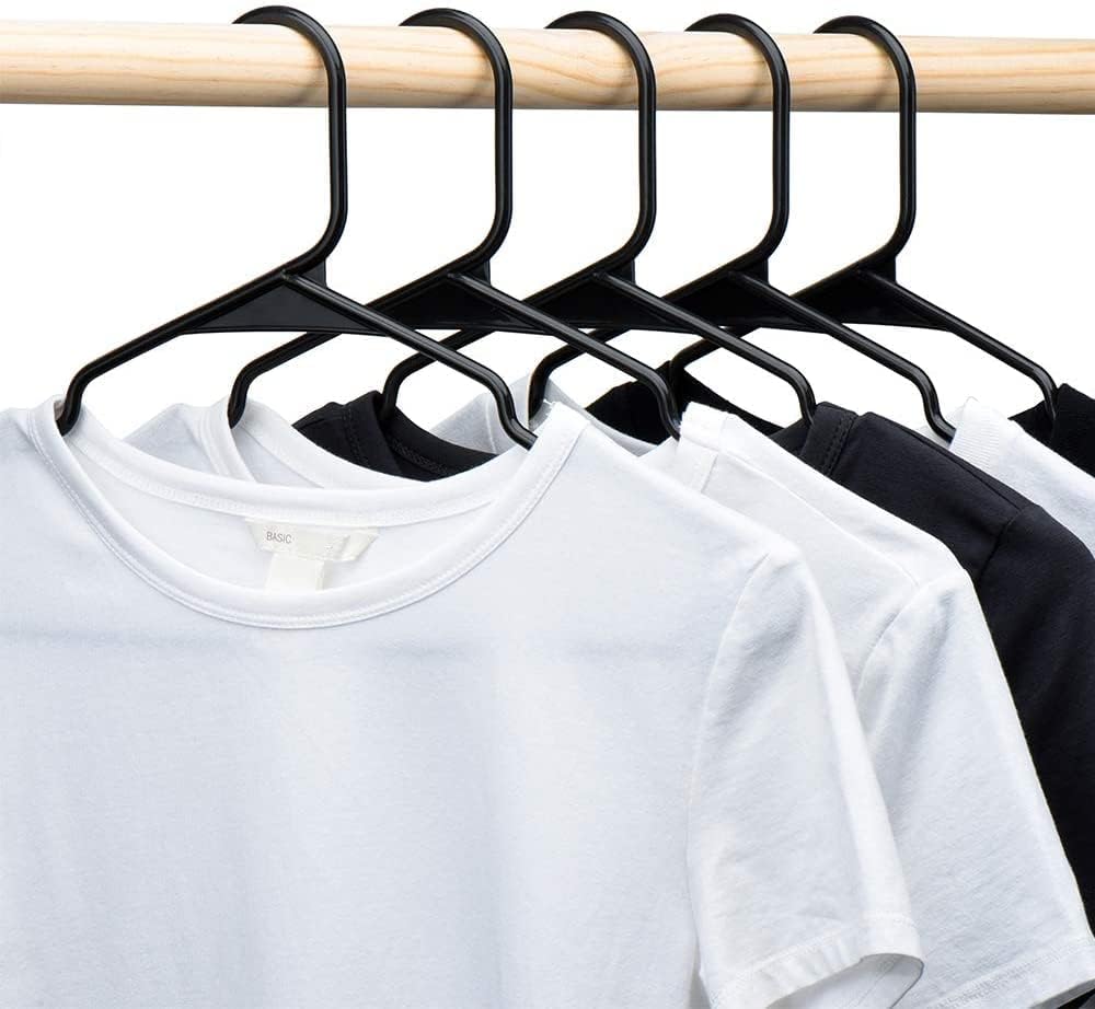 HOUSE DAY 16.5x9.3 Inch Plastic Hangers Black 50 Pack