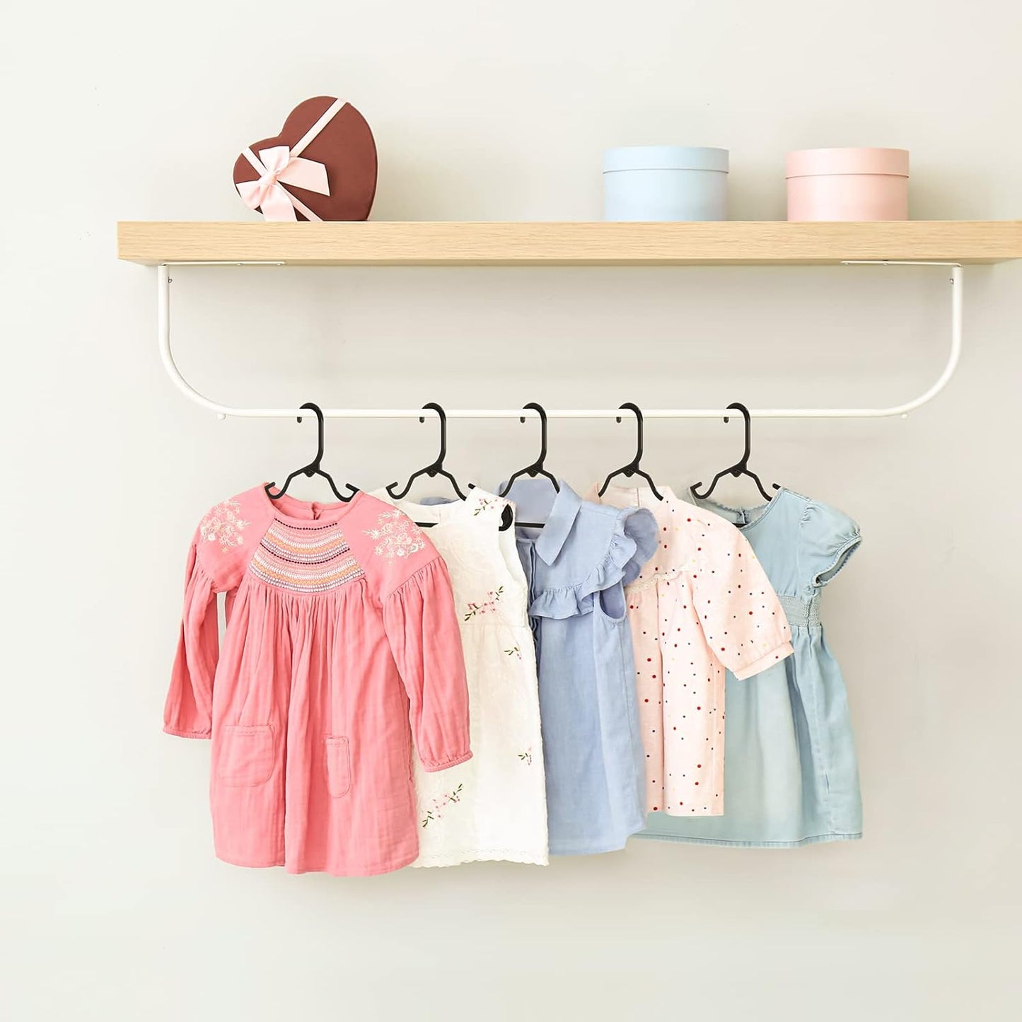 HOUSE DAY 11.7x6.5 Inch Plastic Baby Hangers for Closet Black 60 Pack