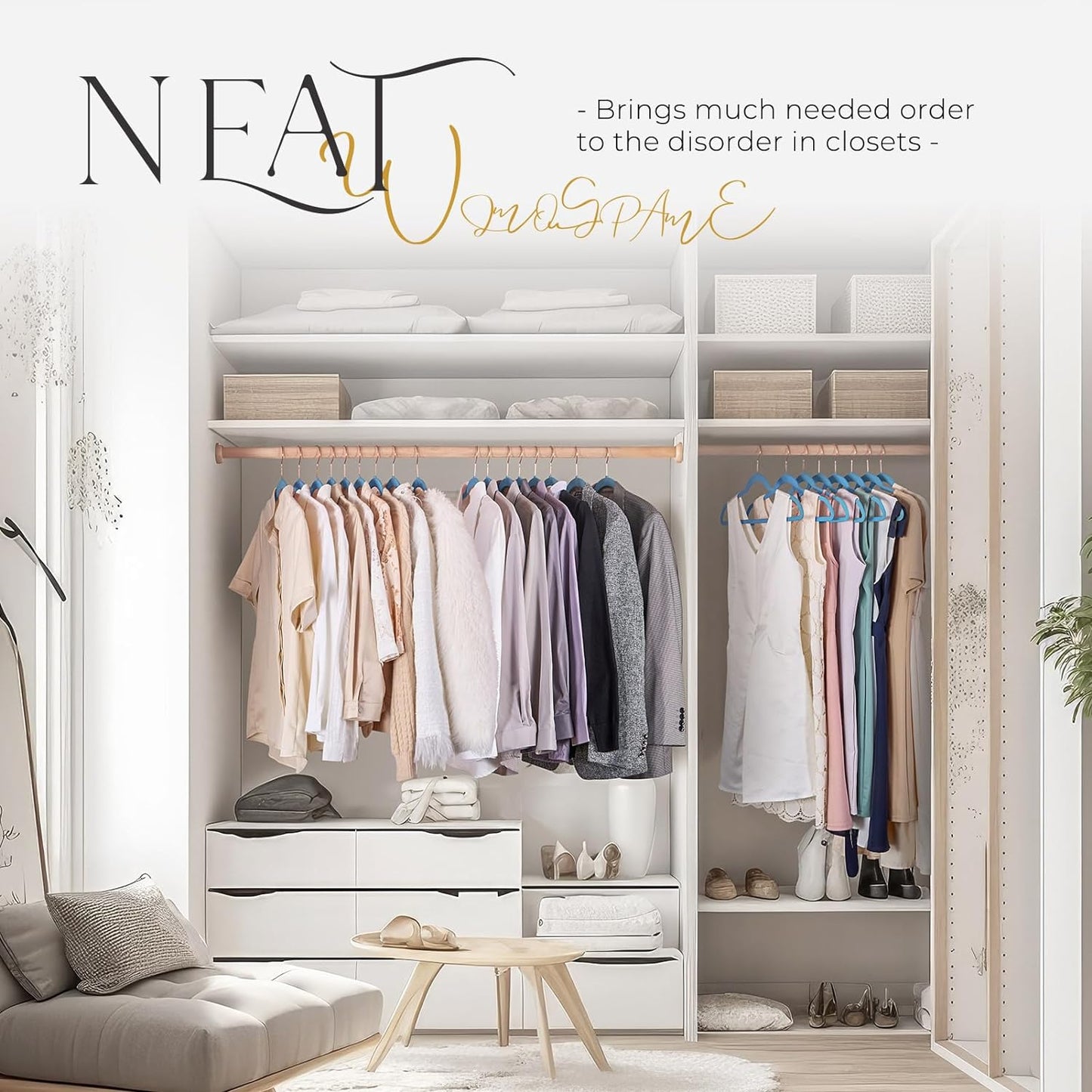 HOUSE DAY 17.5 Inch Silver Hook Velvet Hangers Blue 60 Pack