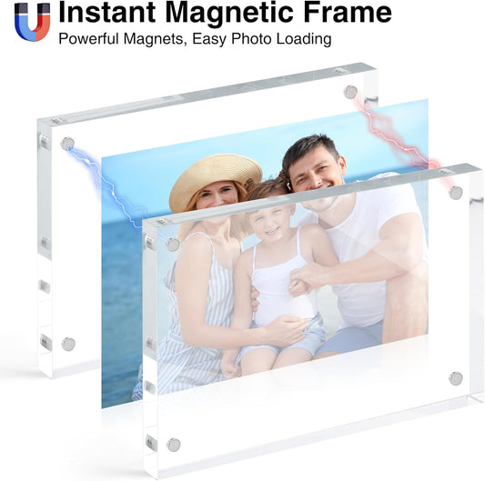 HOUSE DAY 5x7 Double-Sided Acrylic Magnetic Picture Frame with Microfiber Cloth 3 Pack
