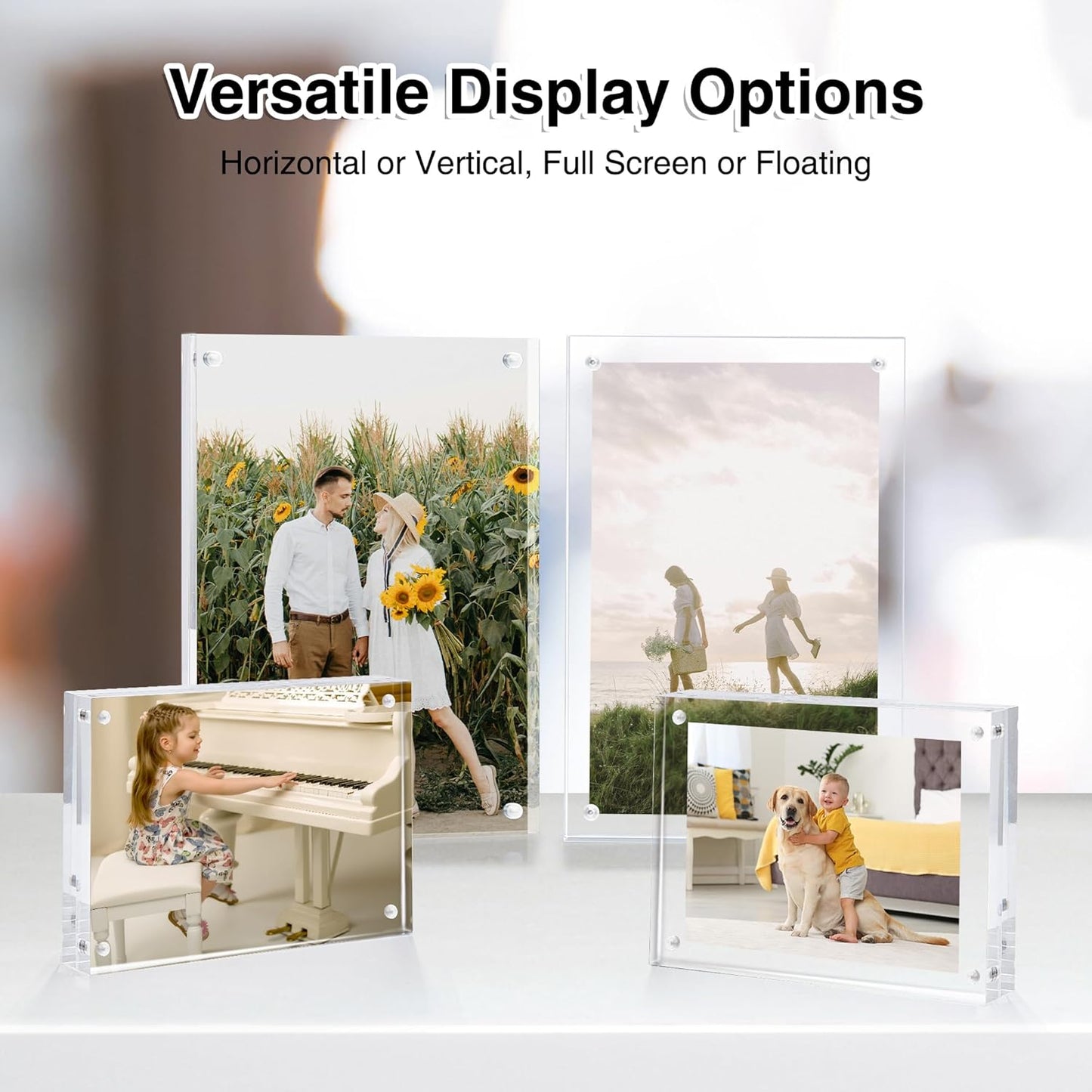 HOUSE DAY 5x7 Double-Sided Acrylic Magnetic Picture Frame with Microfiber Cloth 3 Pack