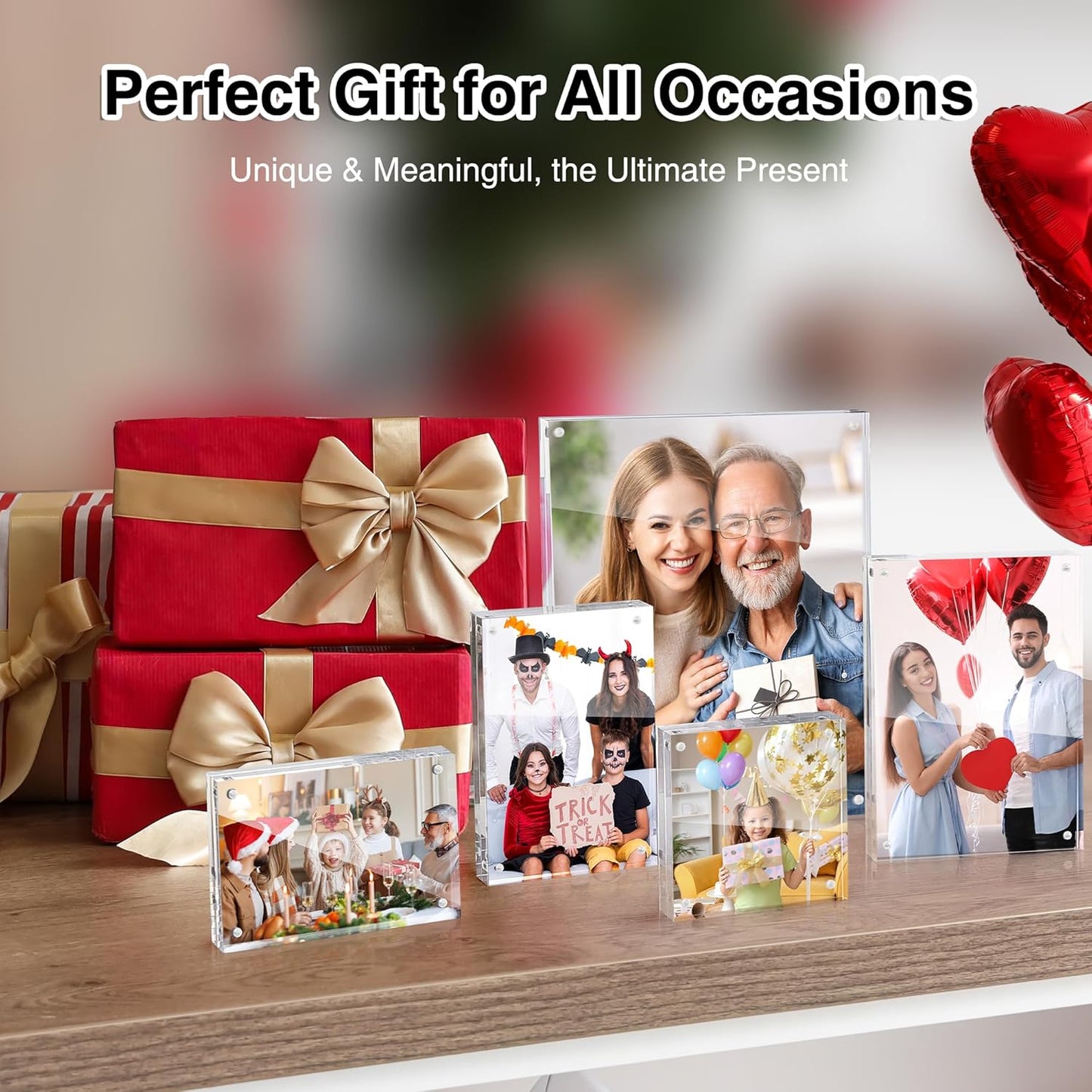 HOUSE DAY 5x7 Double-Sided Acrylic Magnetic Picture Frame with Microfiber Cloth 3 Pack