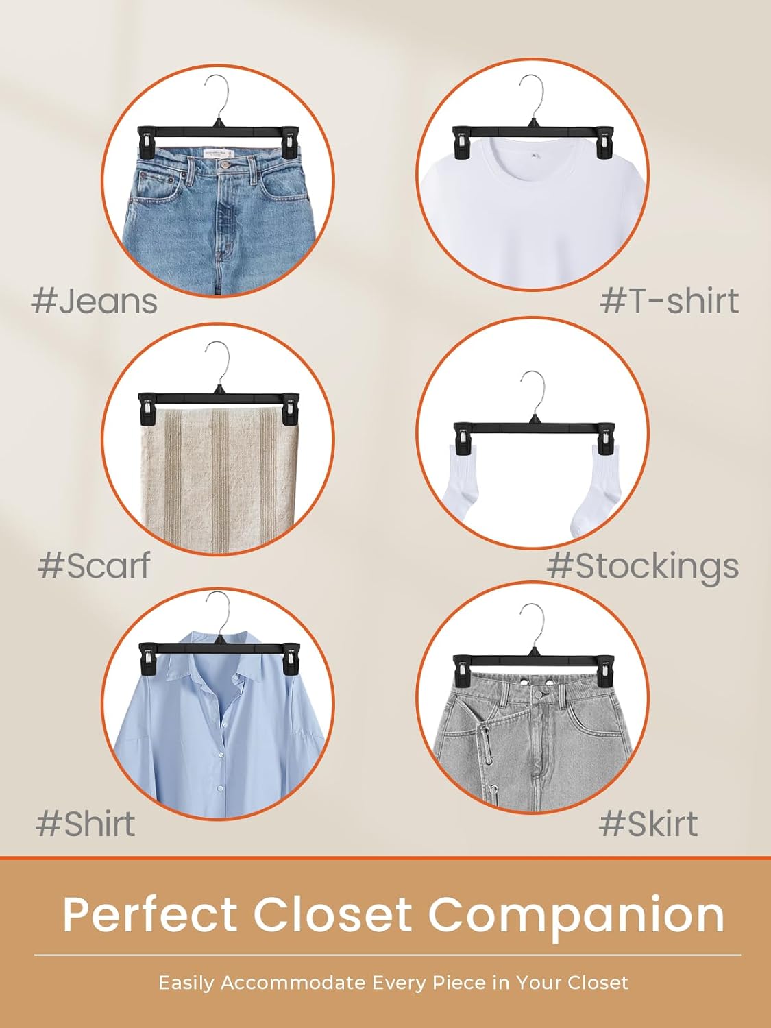 HOUSE DAY Plastic Pants Skirts Hangers 12inch with Non-Slip Big Clips 25 Pack
