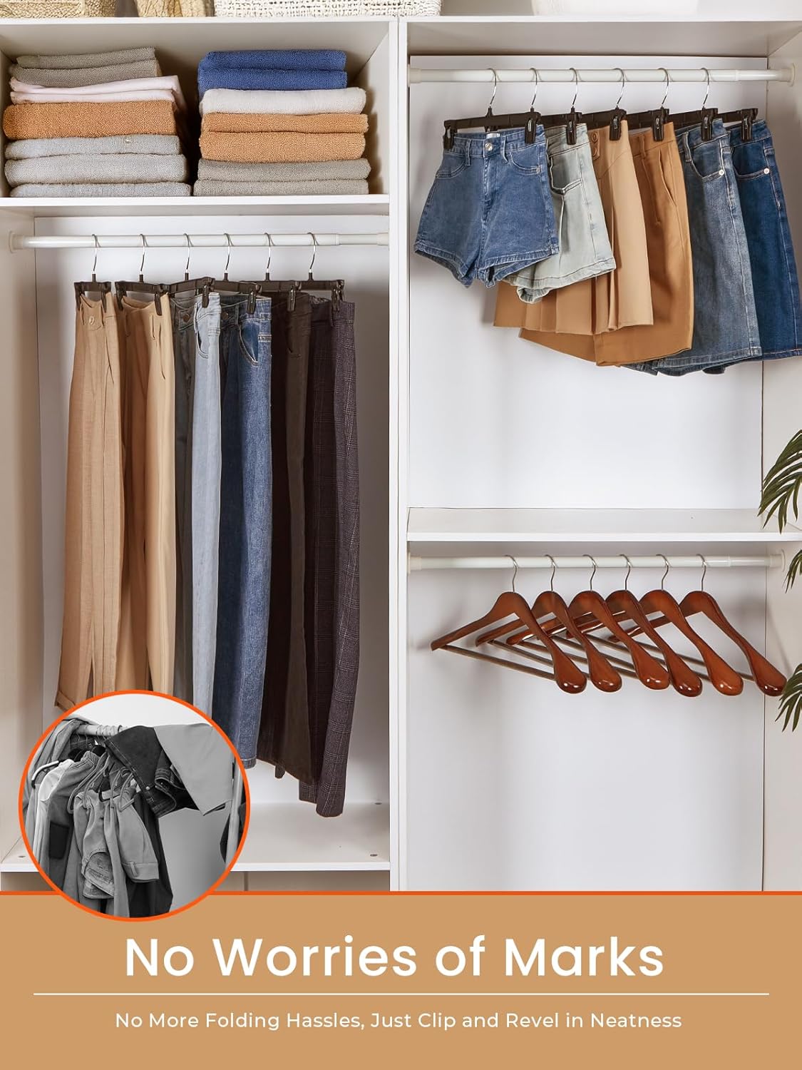 HOUSE DAY Plastic Pants Skirts Hangers 12inch with Non-Slip Big Clips 25 Pack